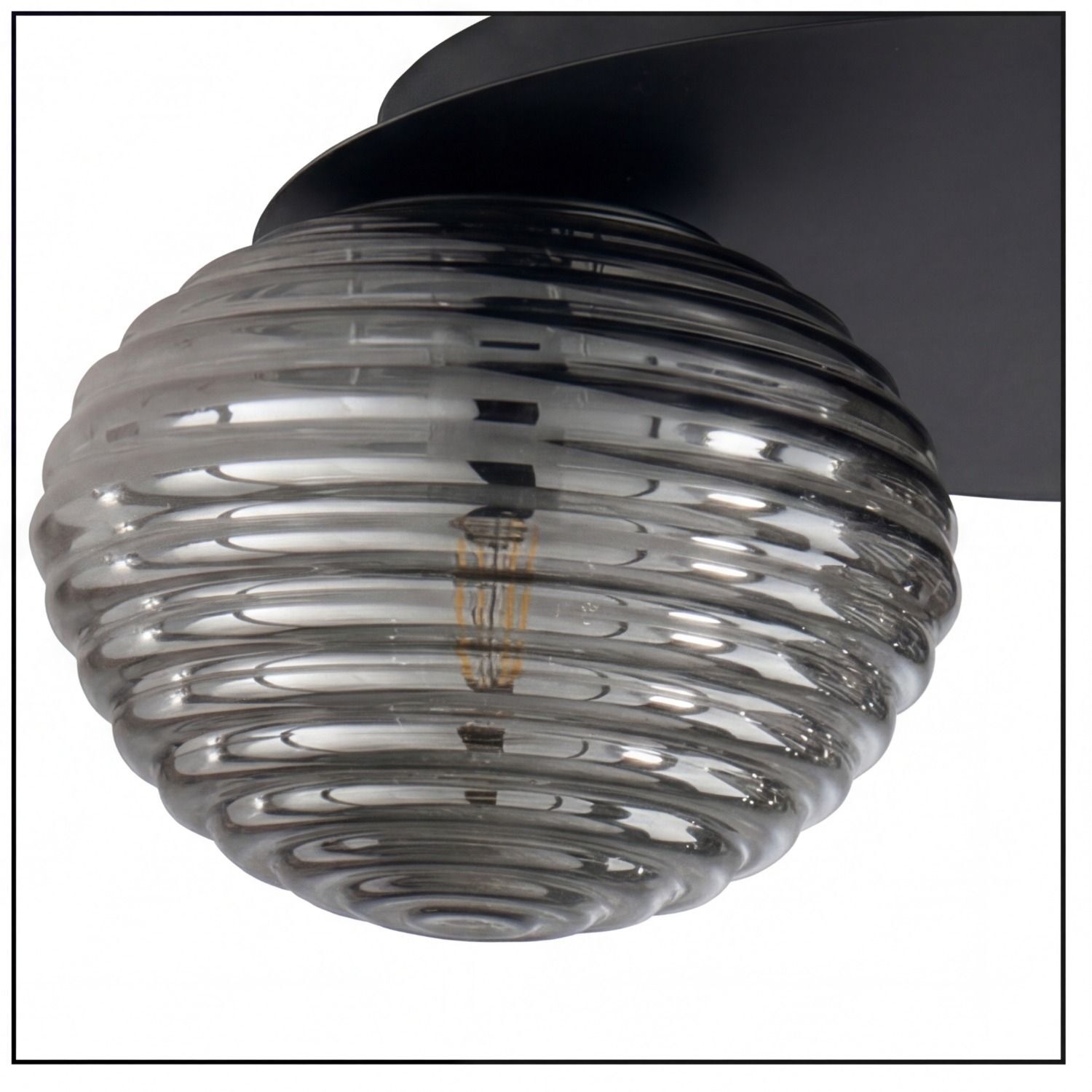 Deckenlampe Rauchglas Metall Schwarz E27 45 cm blendarm lampe, glühbirne, hängelampe, glas, spirale