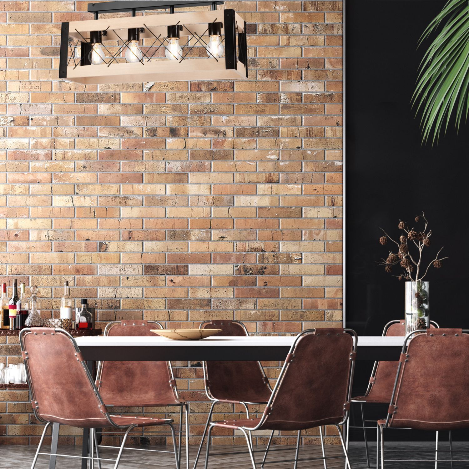 Innenarchitektur, Esszimmer, Esstisch, Backstein, Mauer