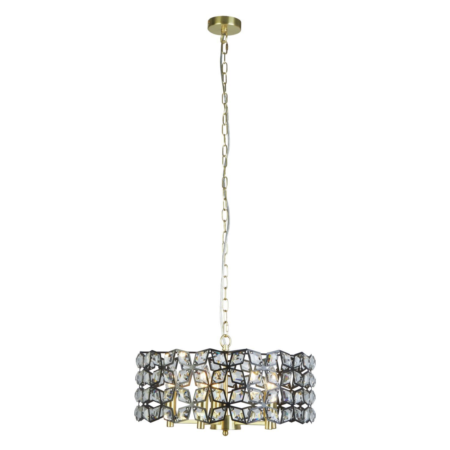 Suspension cristal Ø 48 cm rond 5x E14 laiton noir