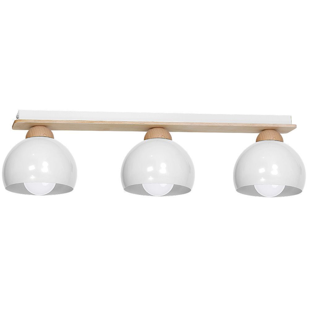 Plafonnier Gris Bois Métal Rétro INA 3-flmg L:64cm