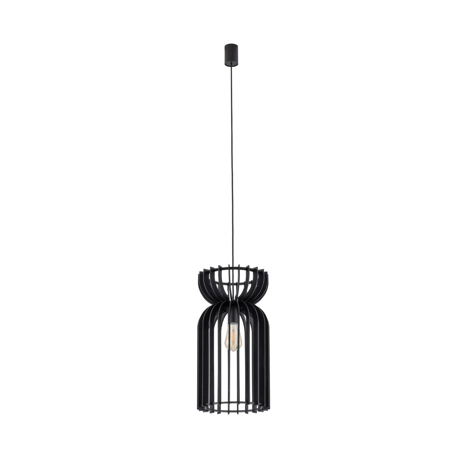 Lampe à suspendre noire E27 bois réglable en hauteur confortable