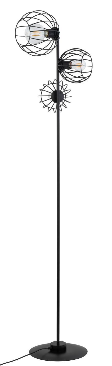 Lampadaire noir E27 163 cm métal salon