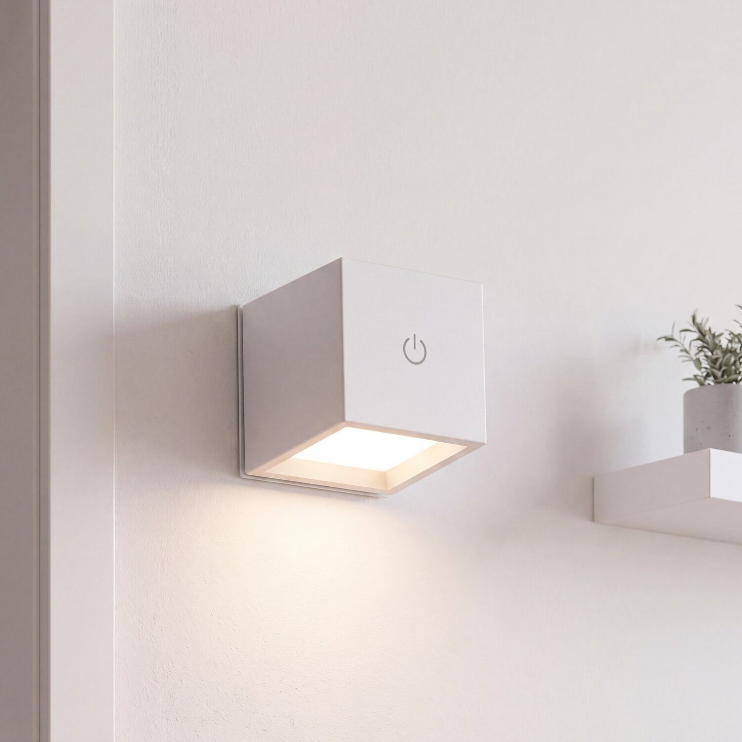 126607-kabellose-wandlampe-led-touch-dimmer-weiss-quadratisch-b-75-cm-klein-akku-wandleuchte-innen-ohne-bohren-schlafzimmer-wohnzimmer-1 Wandlampe, LED, Weiß, Kubus, Wandbeleuchtung
