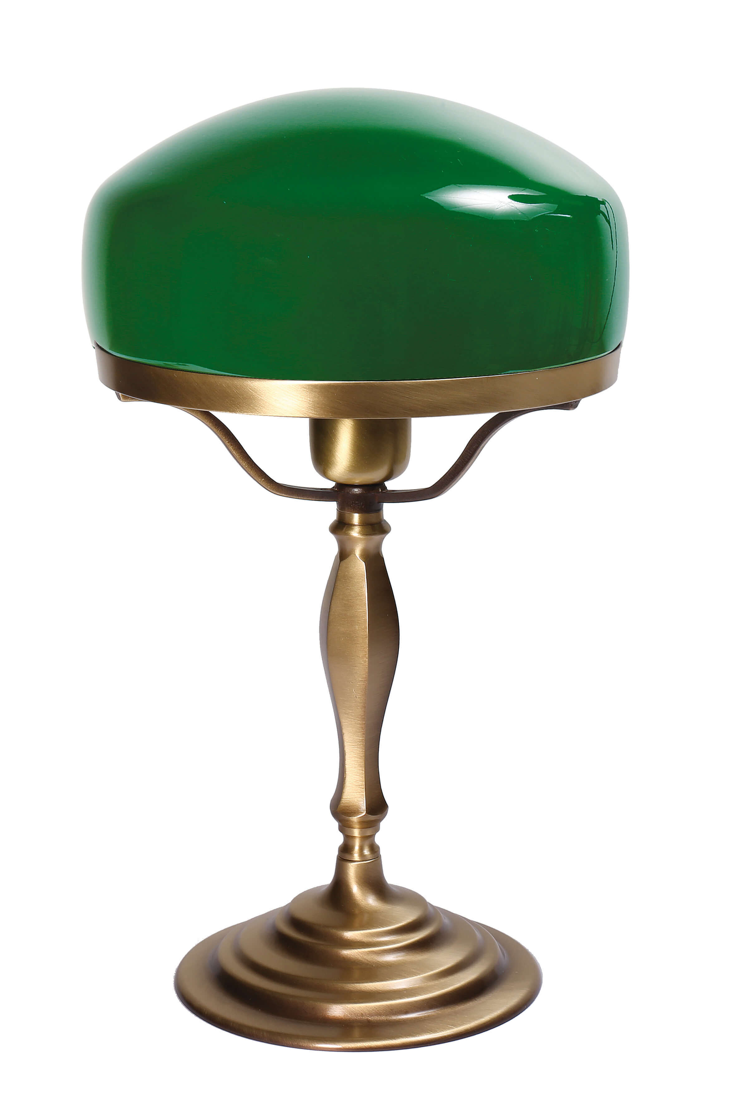 Lampe de table Abat-jour en verre Vert en laiton véritable