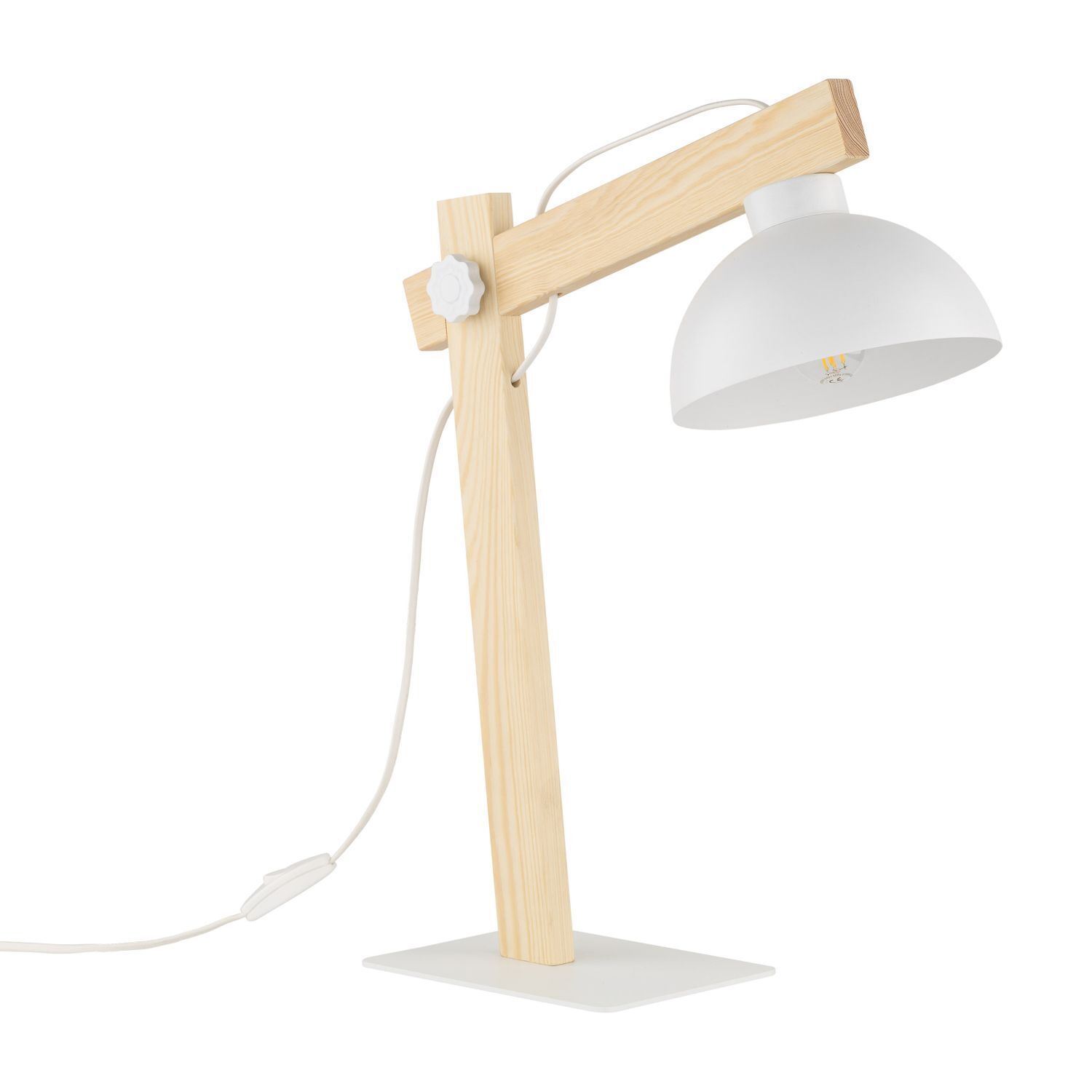 Lampe de bureau réglable 52 cm bois métal E27