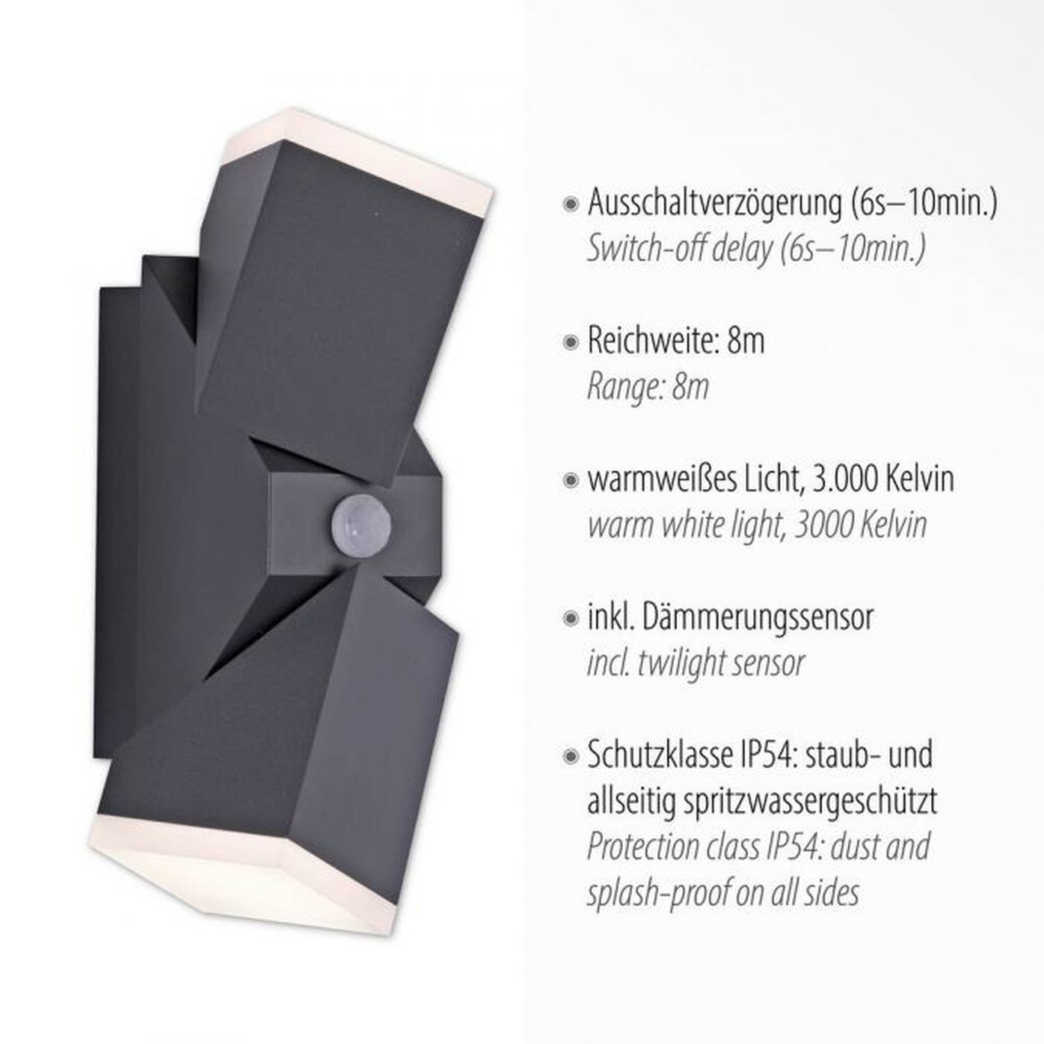 LED Außenleuchte Wand mit Bewegungsmelder IP54 Up Down