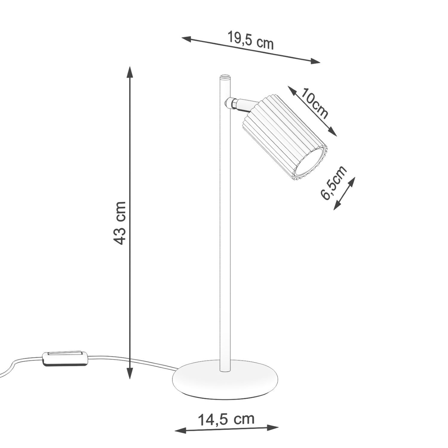 Lampe de bureau Blanc Métal H : 43 cm orientable GU10