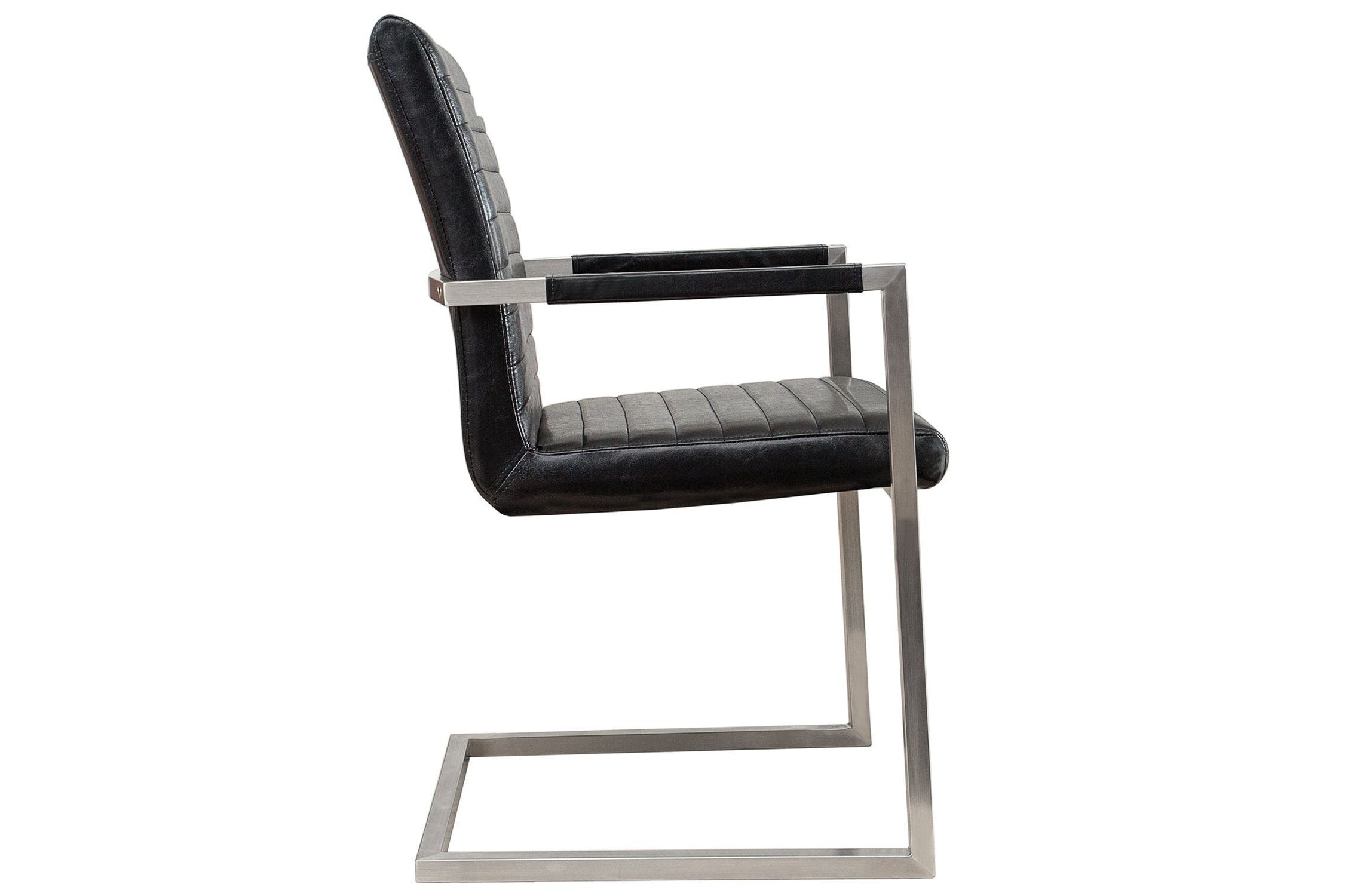 Chaise cantilever similicuir acier inoxydable noir chrome Moebel, Stuhl