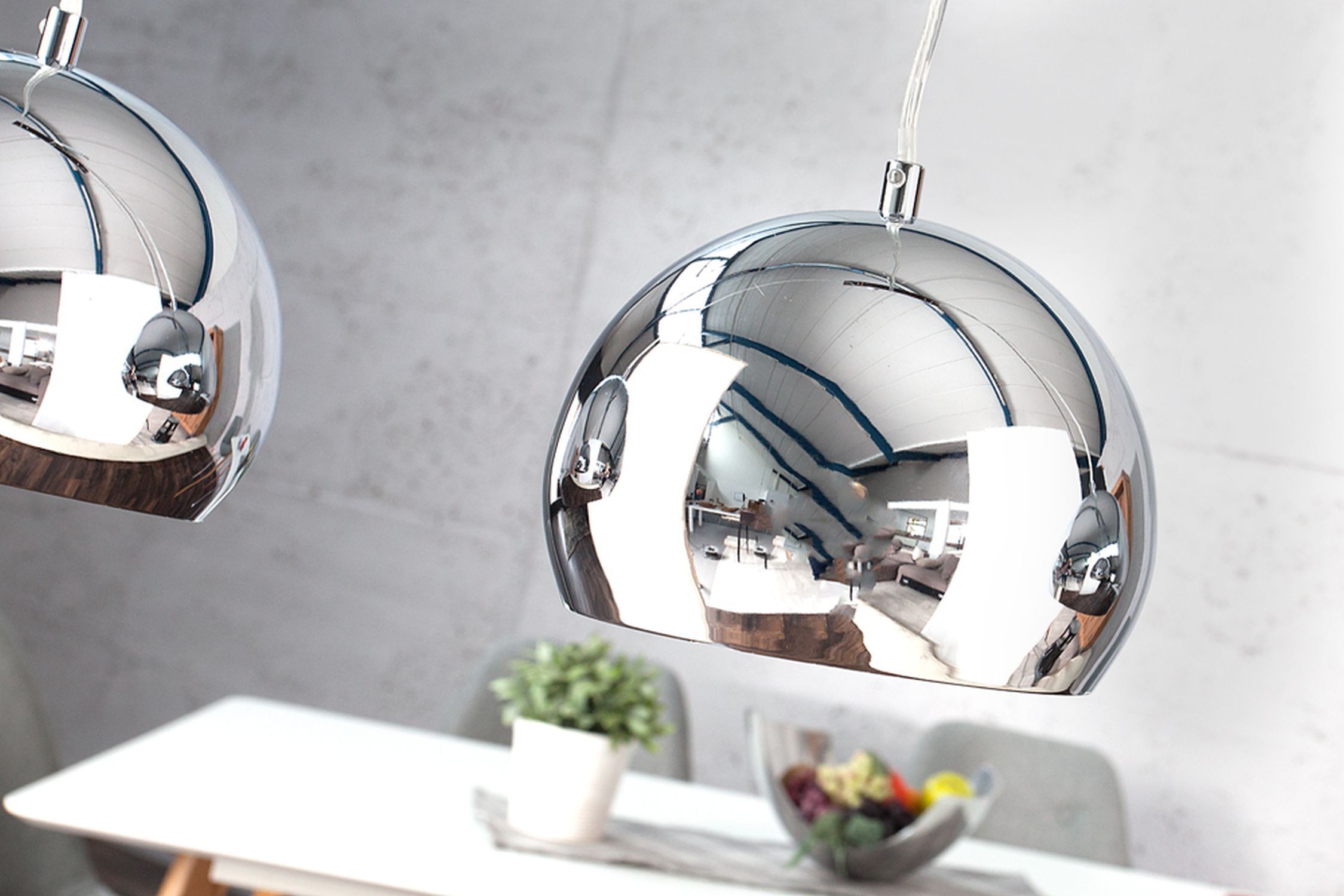 Hängelampe Kugel Chrom Esszimmer Lampe 3-flammig Sphäre, Beleuchtung