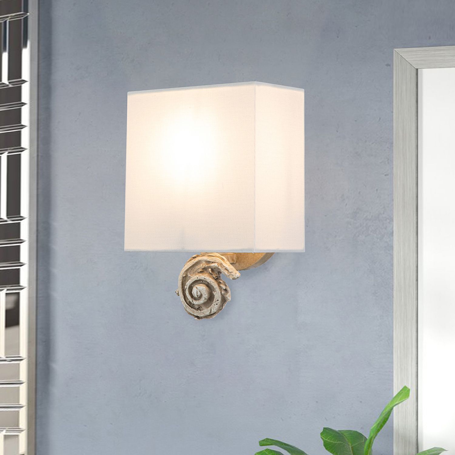 Petite applique Tissu H : 25,4 cm Crème Blanc Lampe, Leuchte