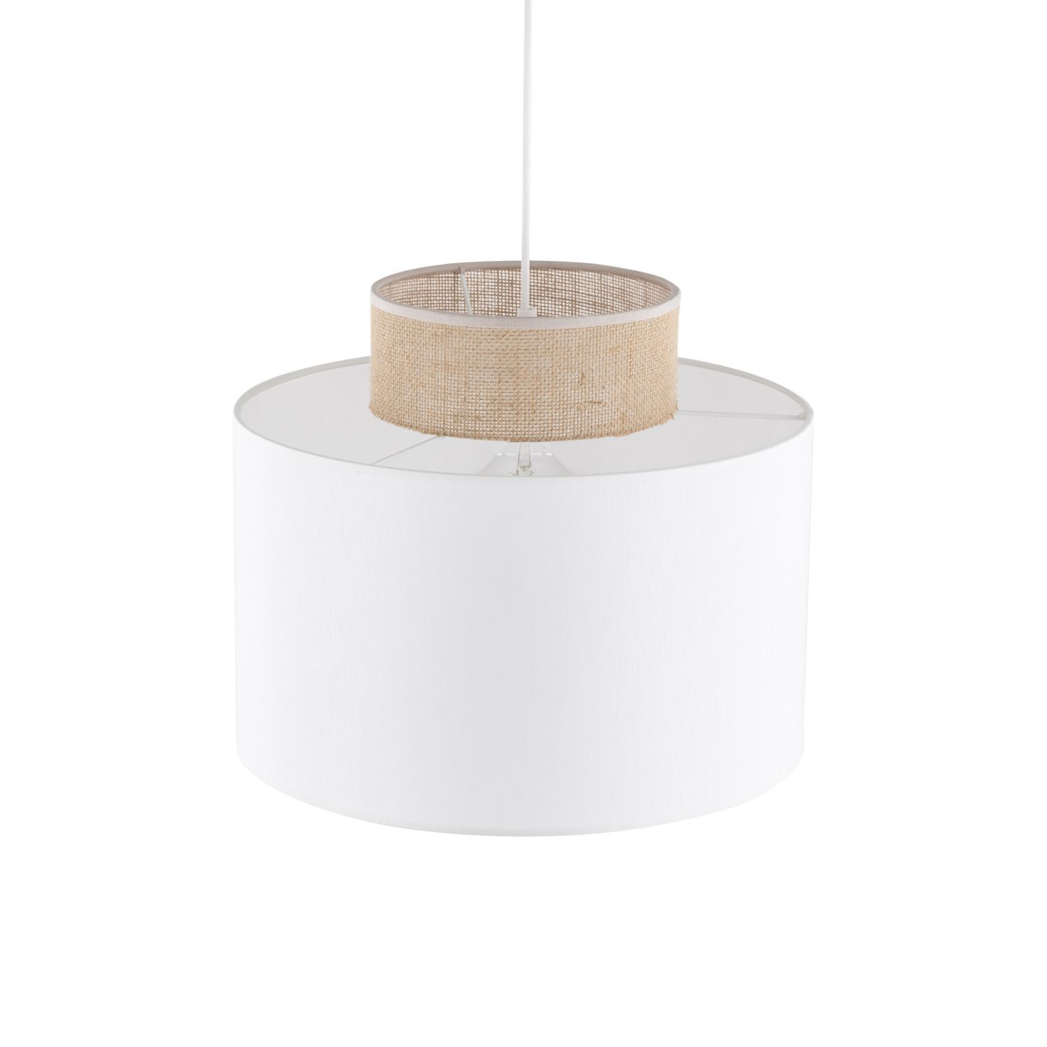 Suspension Tissu Jute E27 Ø 38 cm H : max. 1,7 m Blanc Naturel Lampe