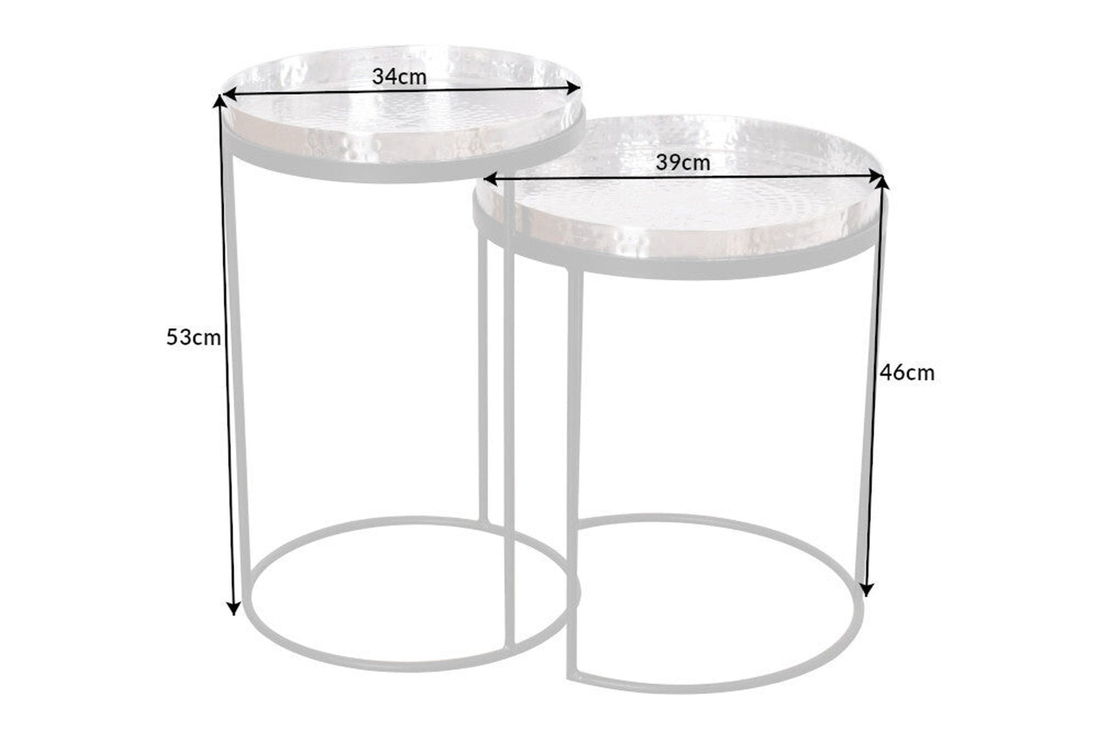 Set de 2 tables d'appoint en or Noir avec plateau Travail manuel Moebel, Tabelle