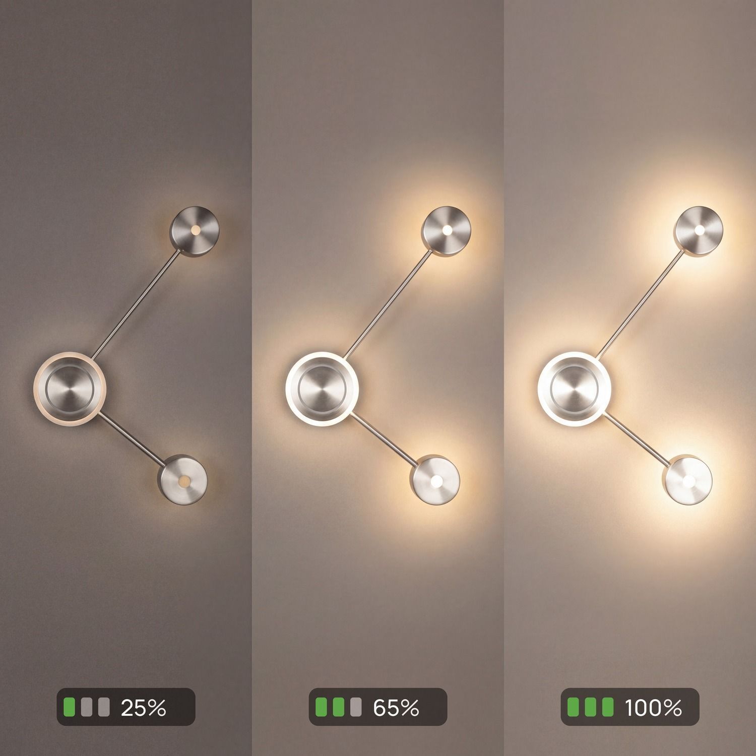 Applique LED aluminium dimmable H:44 cm 3000 K argent wandlampe, wandlampen, LED-lampe, wandlicht, metall