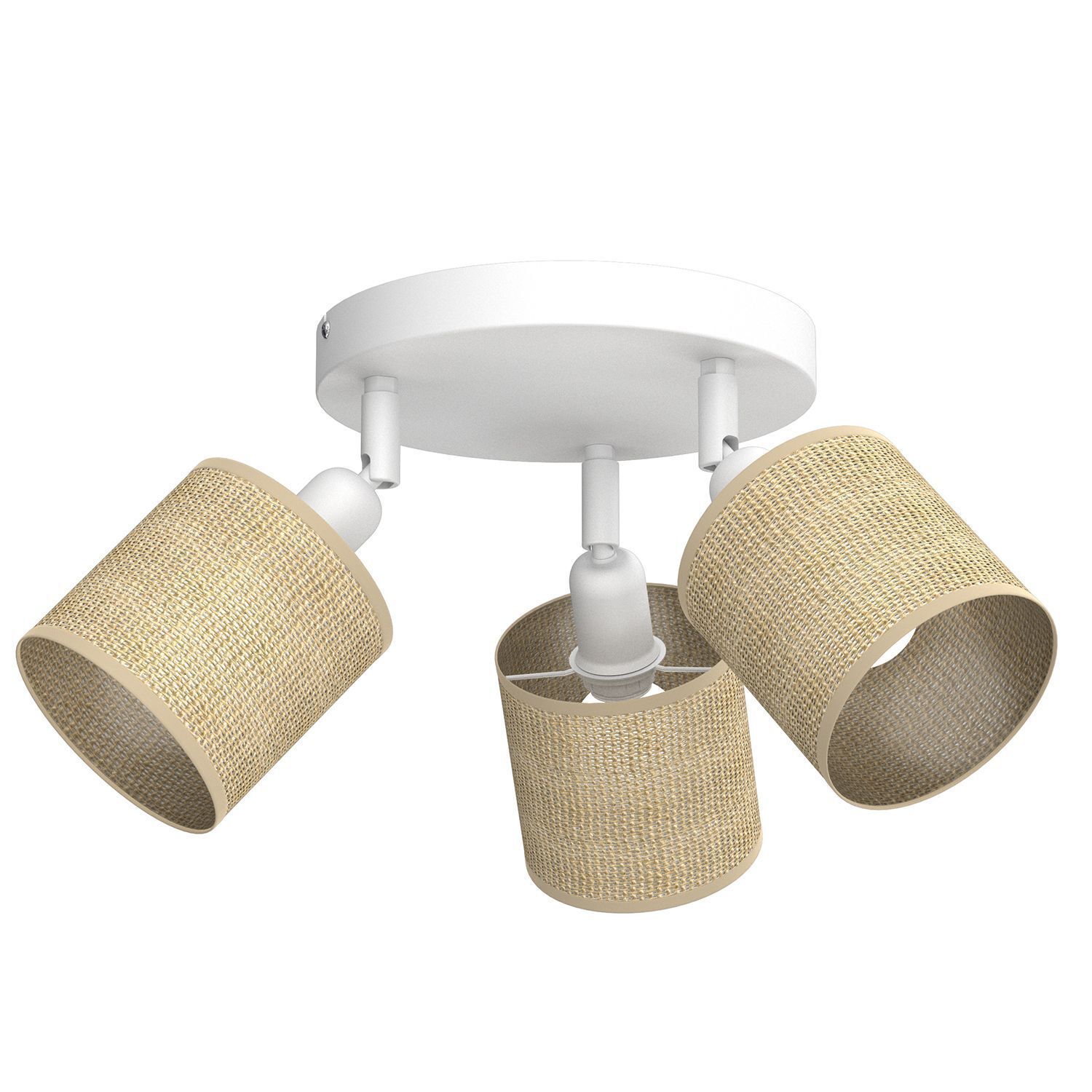 Spot de plafond Jute Métal Blanc Ø34 cm E27 flexible