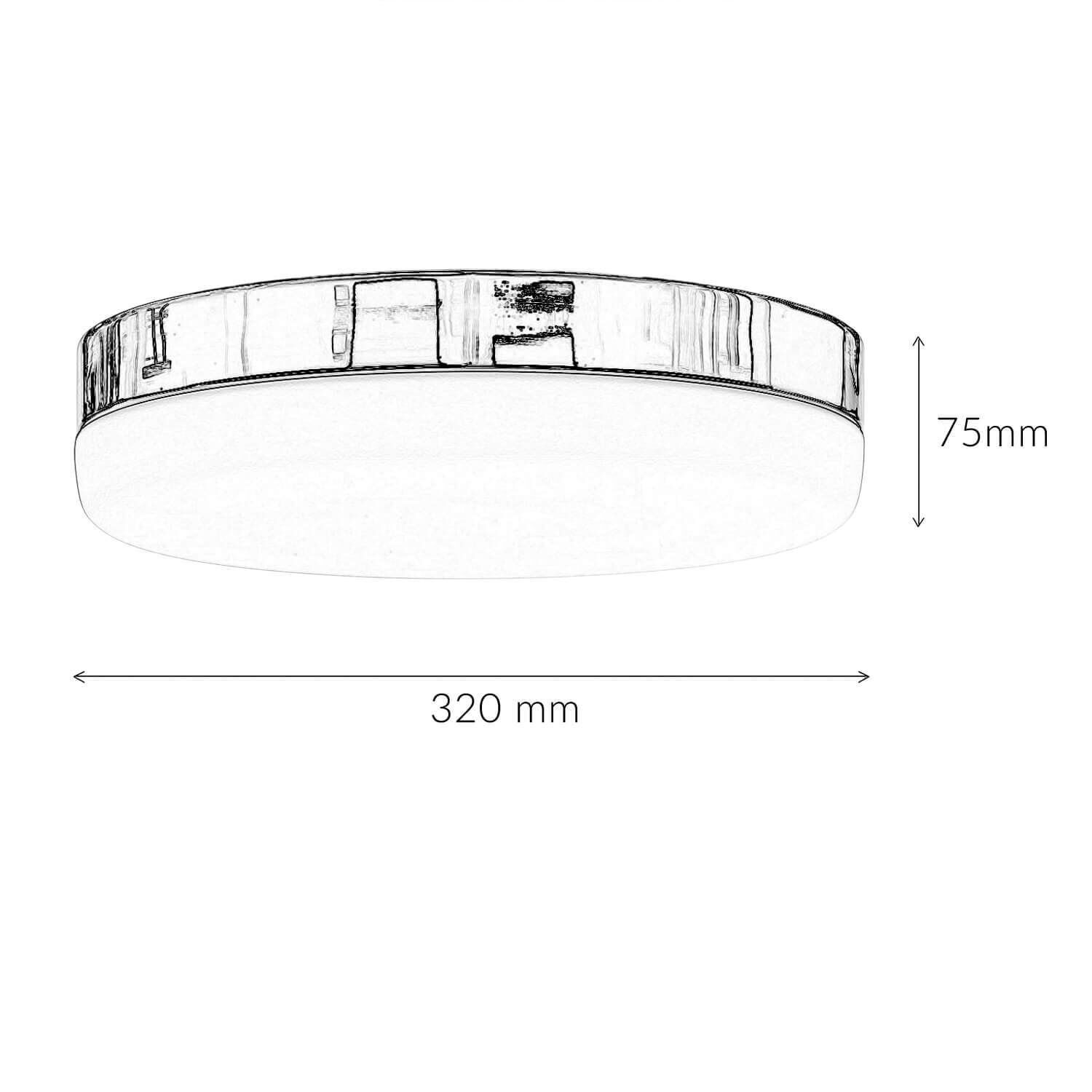 Deckenleuchte, Rund, Chrom, Durchmesser320mm, Höhe75mm