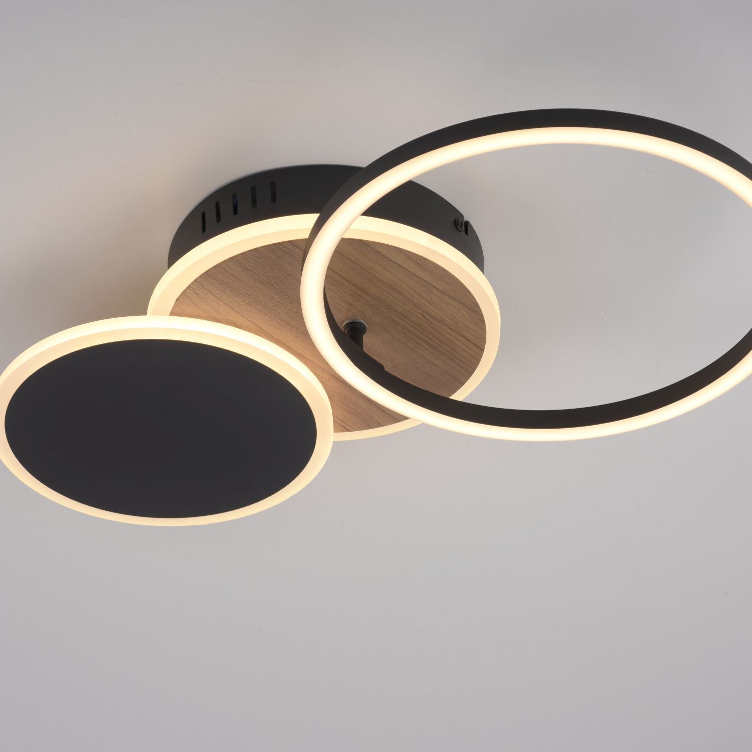 Lampe de plafonnier LED noir nature blanc chaud 26 W ajustable