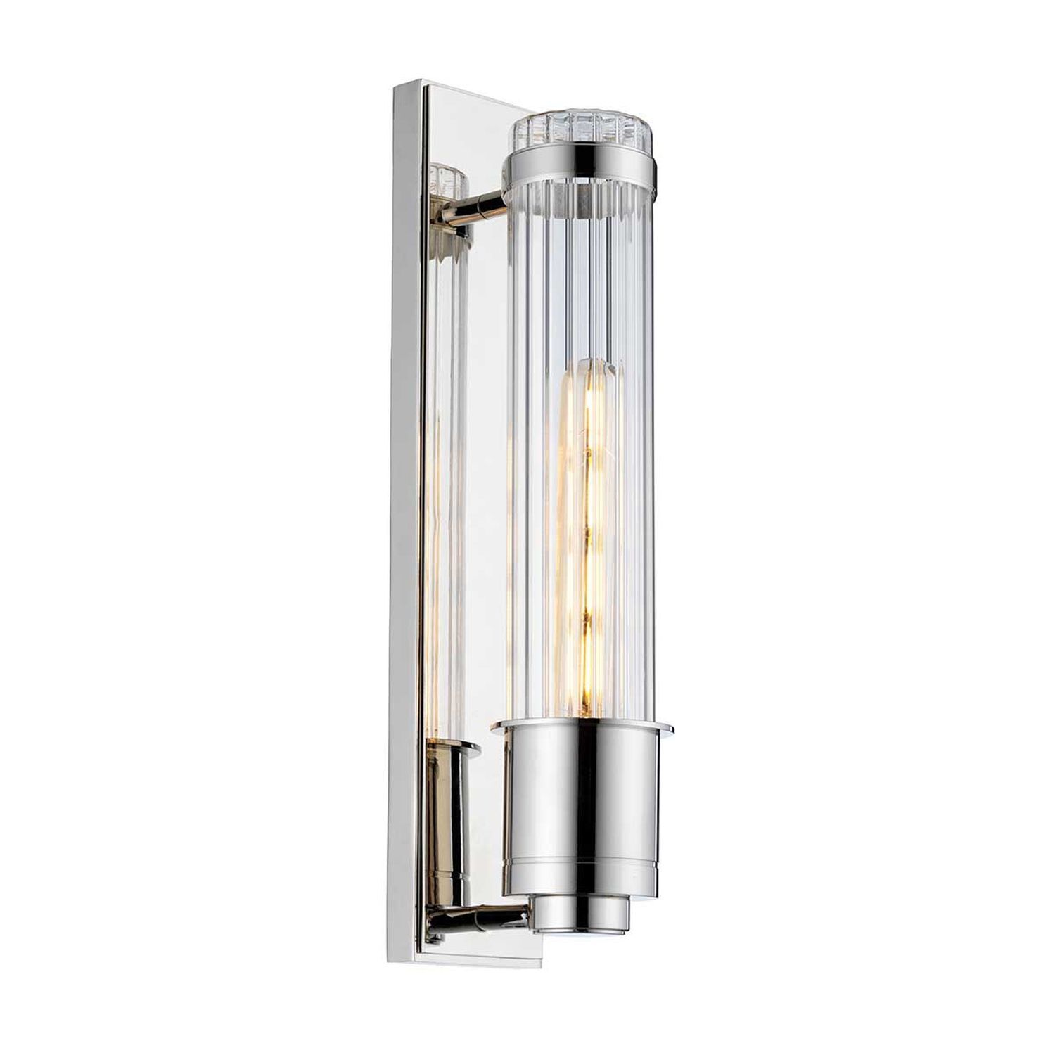 Luminaire de salle de bain mural LED E27 3000 K hauteur 40 cm IP44 chrome