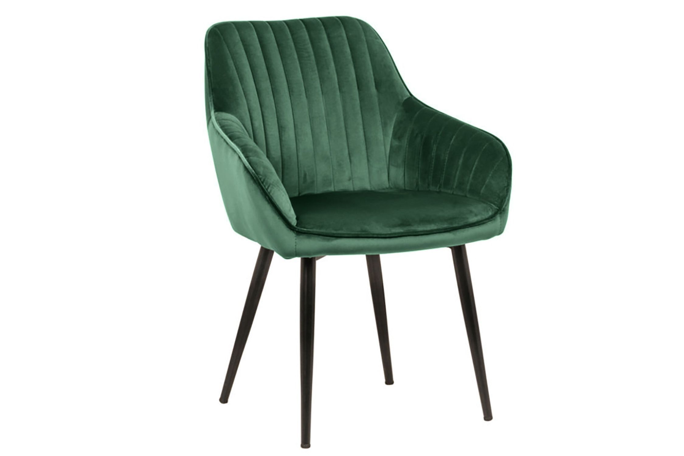 Chaise de salle à manger avec accoudoirs velours métal vert noir