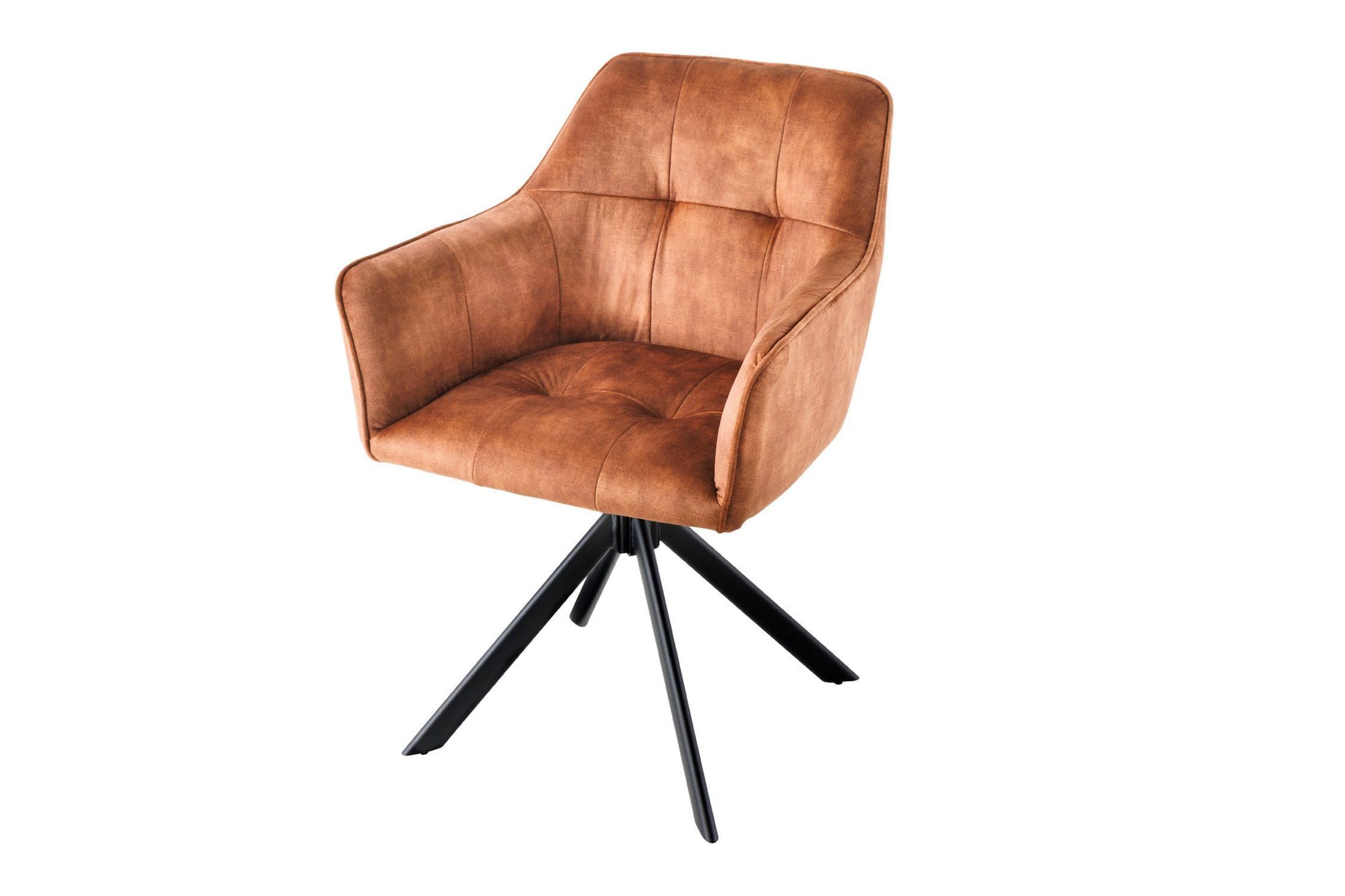 Chaise pivotante velours métal sans roulettes avec accoudoirs marron noir Moebel, Stuhl, Sessel, Holz