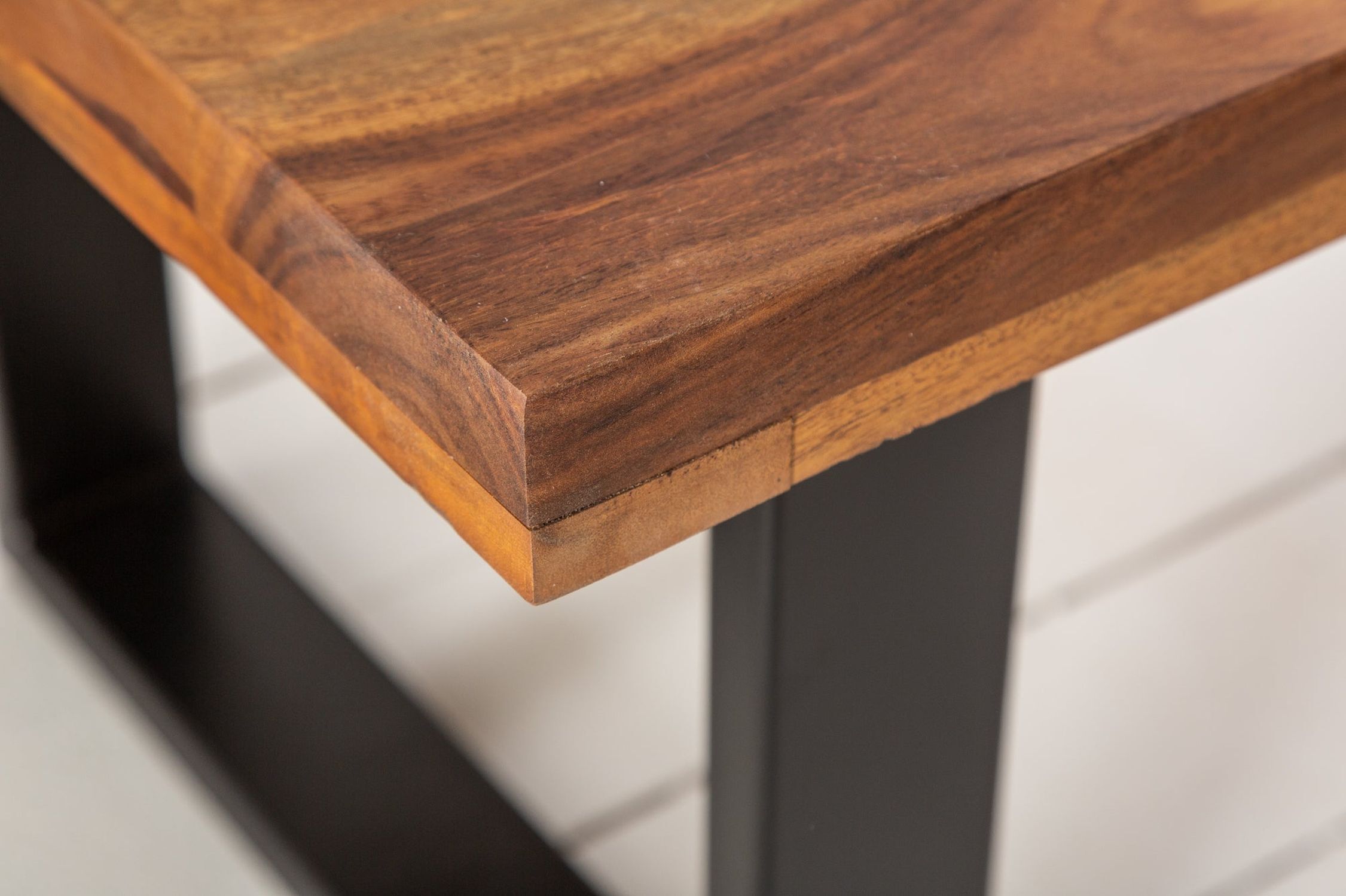 Table basse en bois de sheesham et métal 100 x 60 cm Holz, Hartholz, Gebeiztes Holz, Tabelle, Innenarchitektur
