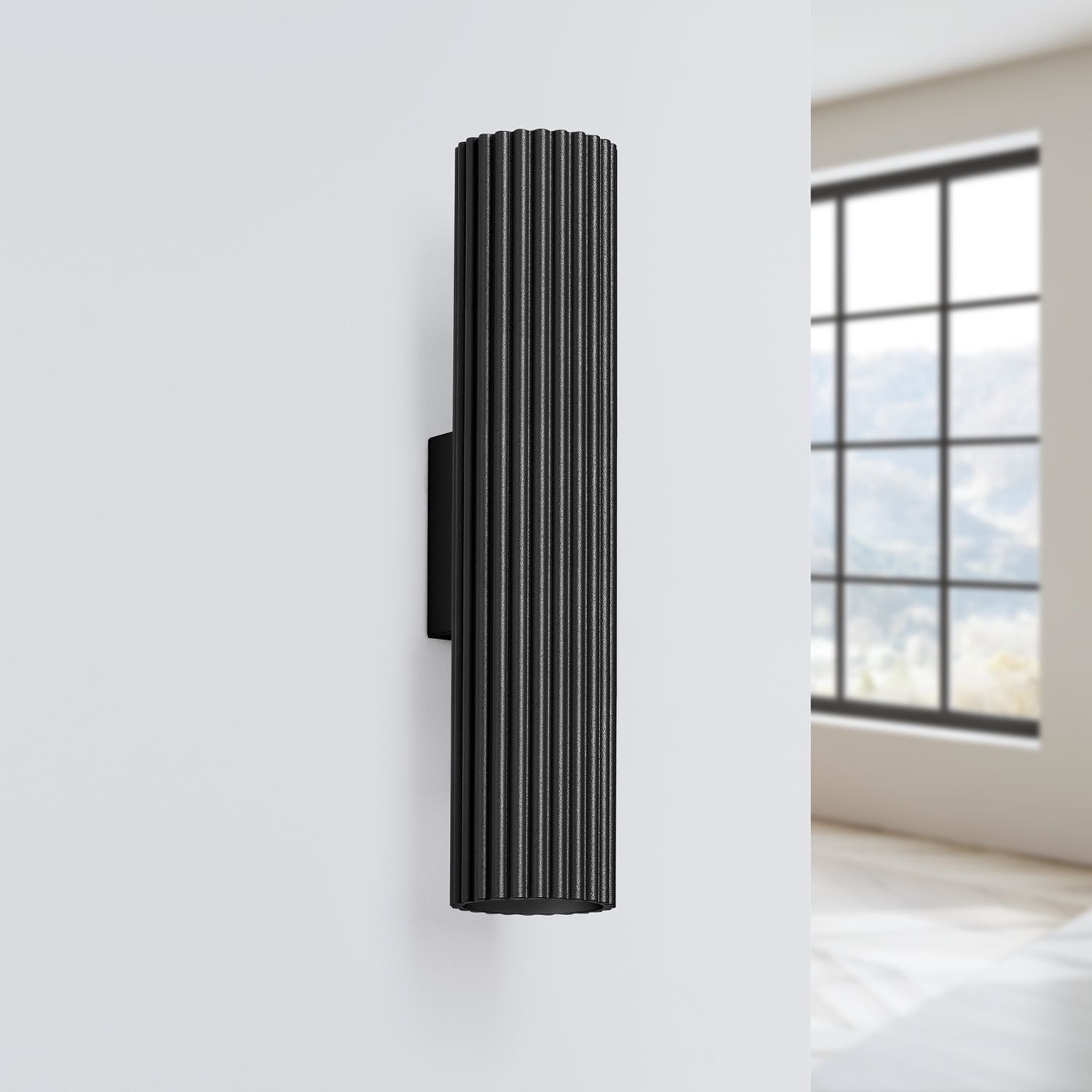 Applique murale noire H : 30 cm GU10 2 flammes aluminium Up Down Drinnen, Innenarchitektur, Lampe