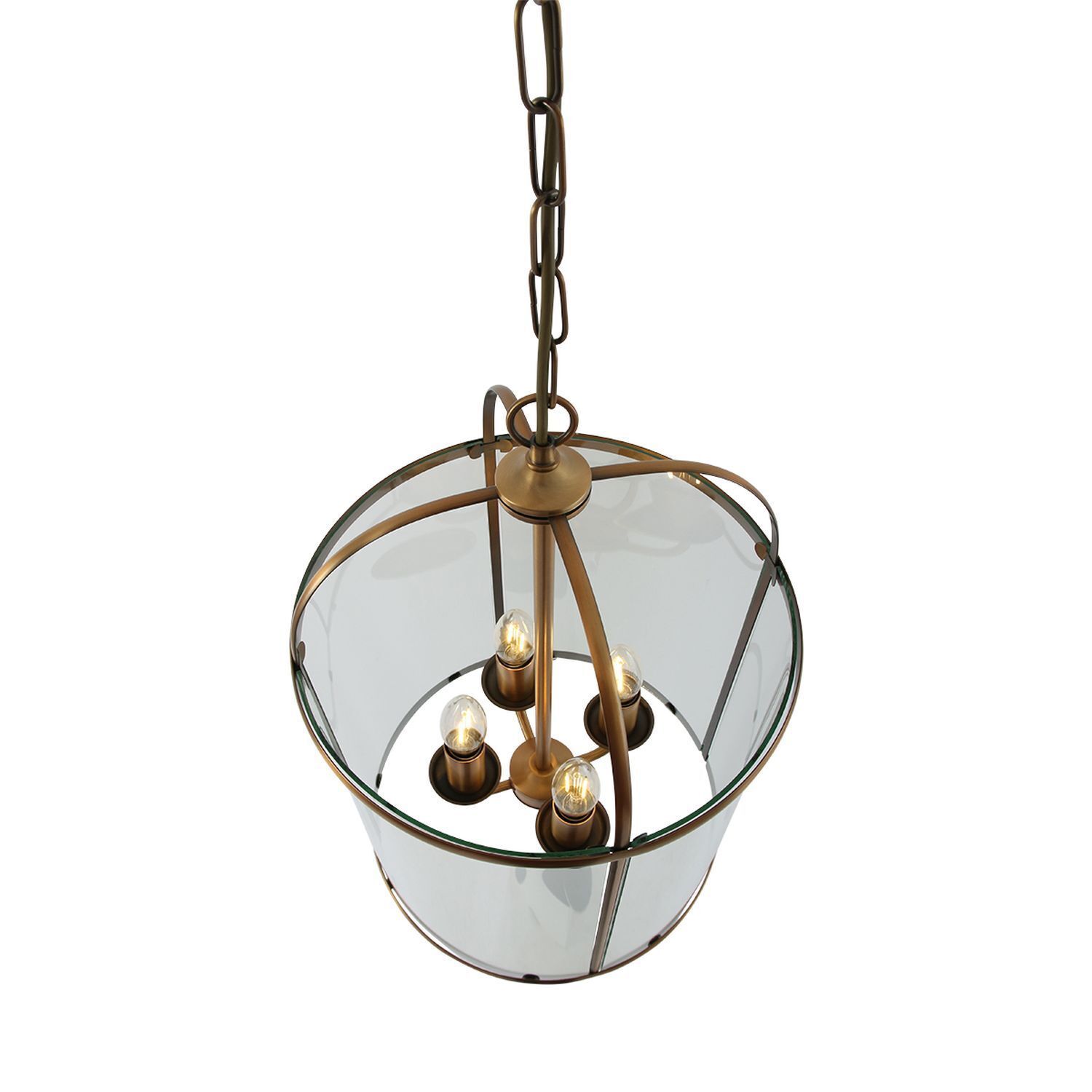 Lampe à suspendre verre métal en bronze L:31 cm E14 stylé