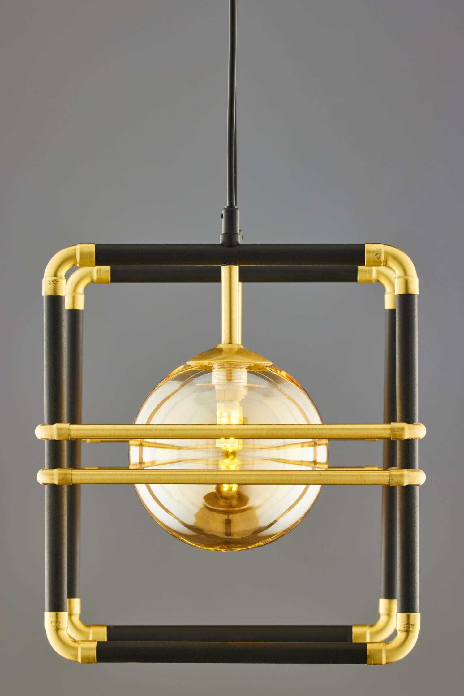 Lampe à suspendre en noir ambre or G9 2flmg L:51 cm Leuchter, Lampe, Leuchte, Beleuchtung