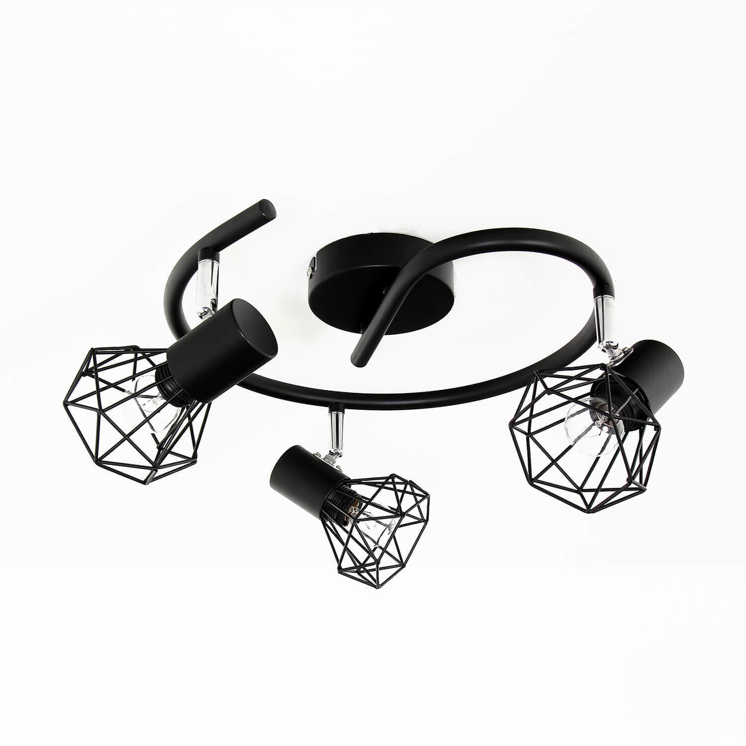 Geometrischer Spot Schwarz Metall Retro vielseitig MIA Deckenleuchte