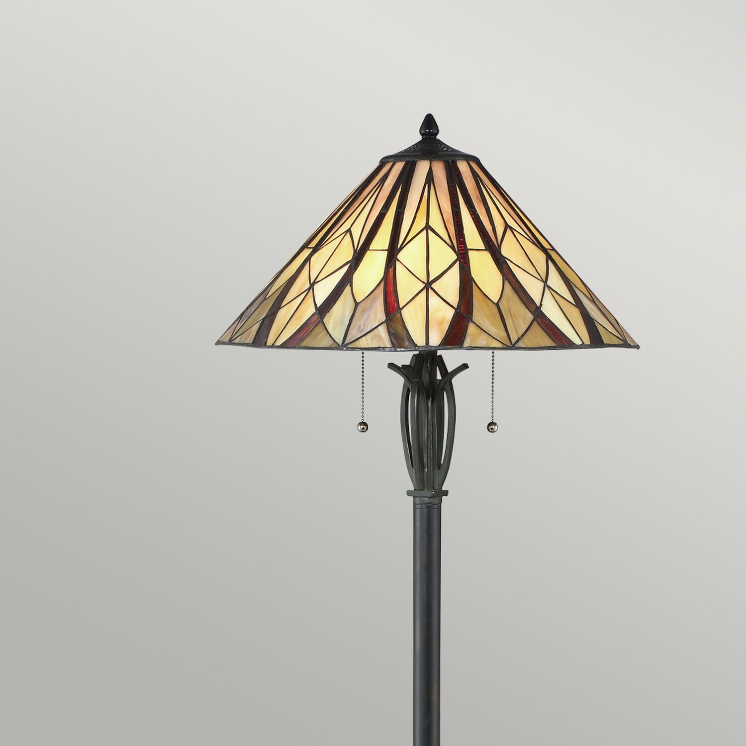 Lampe sur pied style Tiffany 149cm Suspension à tirage E27 Verre Métal