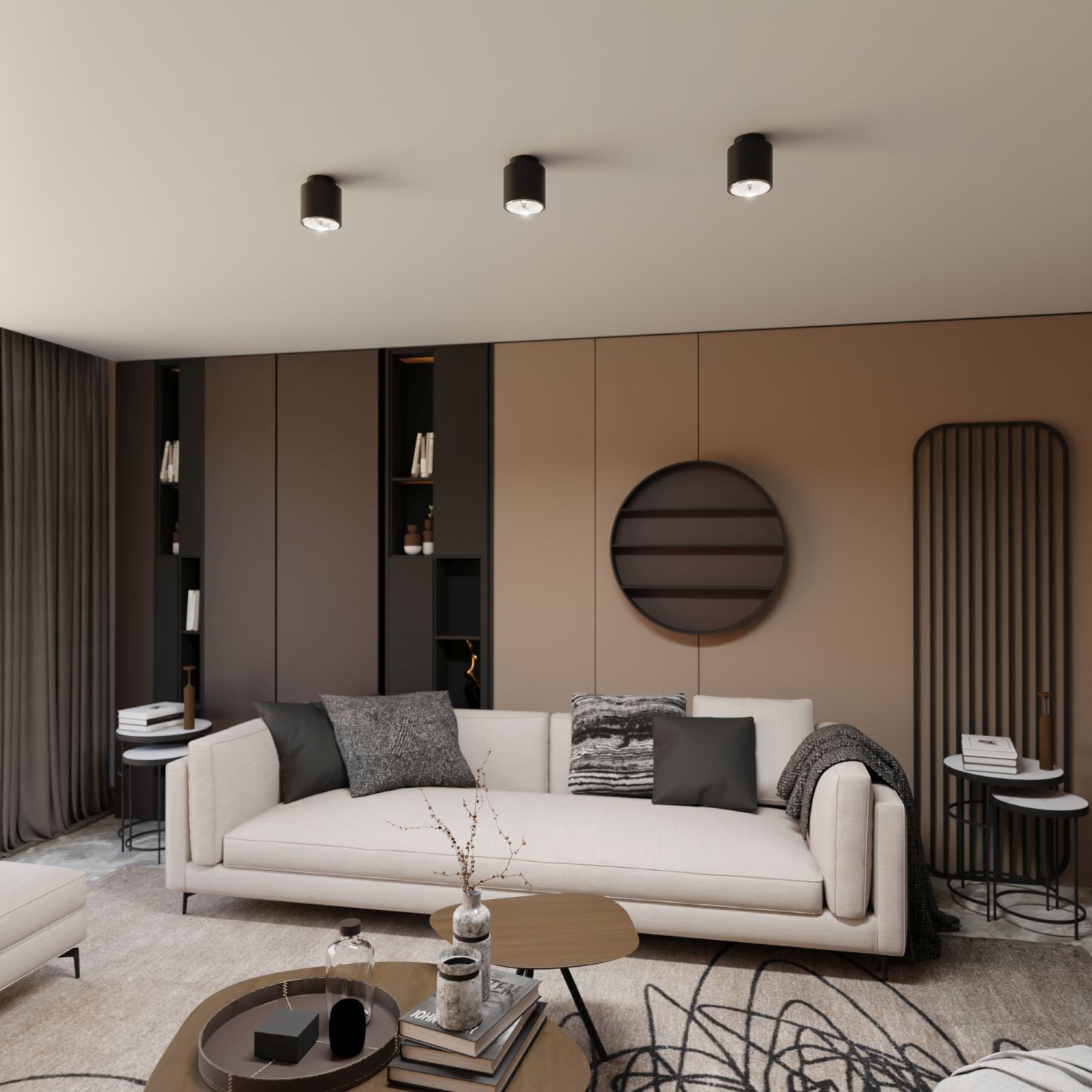 Plafonnier apparent métal Ø 11,5 cm petit GU10 AR111 noir Dekoration für Zuhause, Innenarchitektur, Wohnzimmer, Lampe, Couch