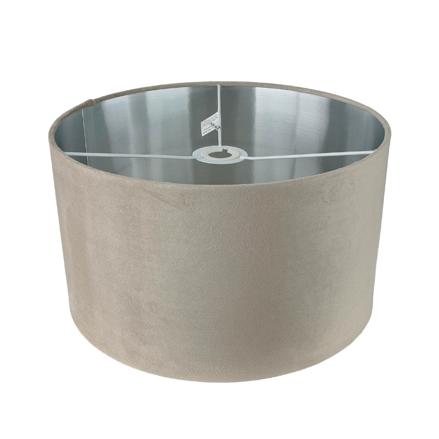 Abat-jour velours taupe argent D : 38 cm pour lampe à suspendre Aluminium