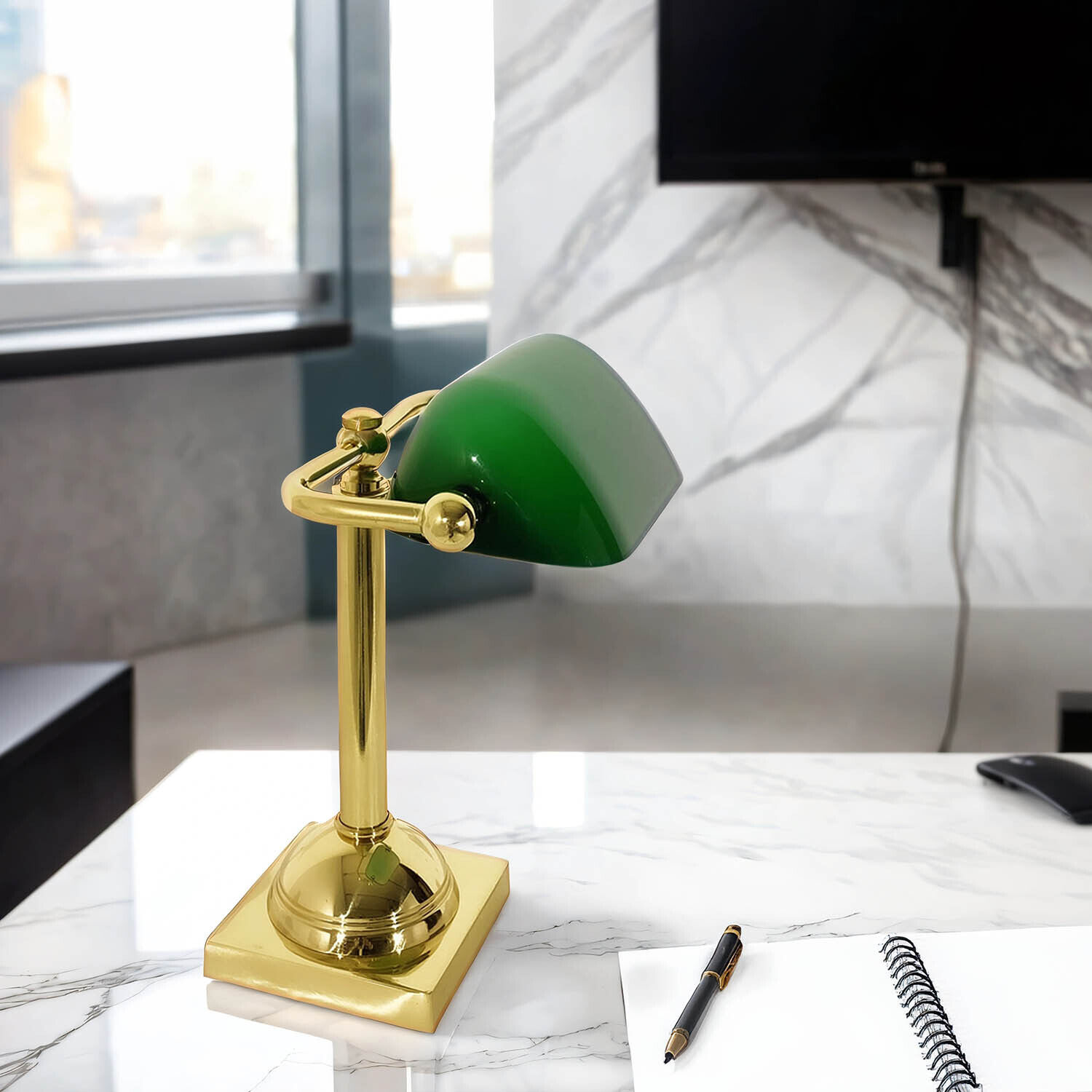Lampe de banquier petite 25 cm E14 orientable laiton verre Lampe, Tischlampe, Stift