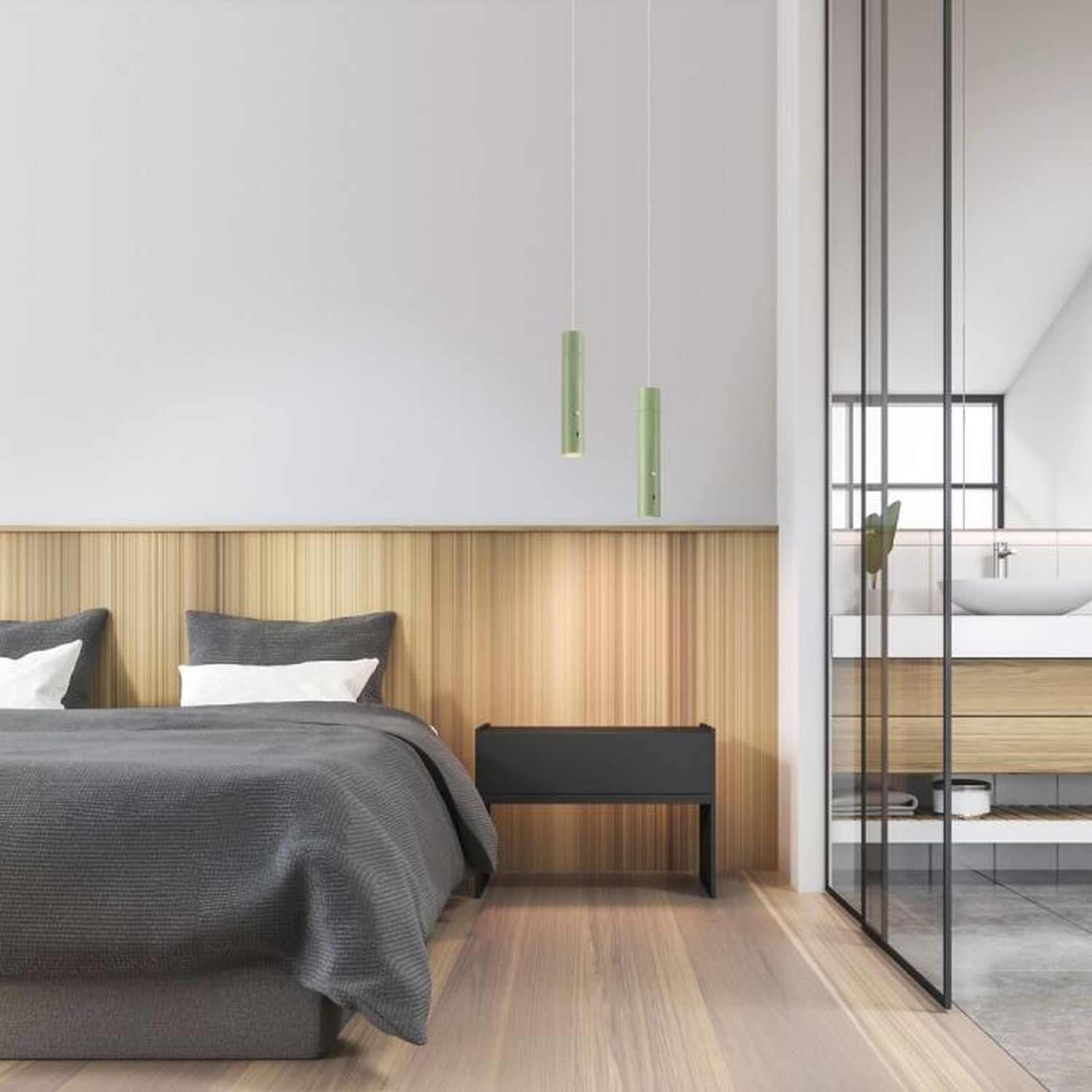 LED Akku Suspension Vert Métal Touch Variation 3000 K Drinnen, Innenarchitektur, Paneele aus Holz, Dekoration für Zuhause, Fußboden