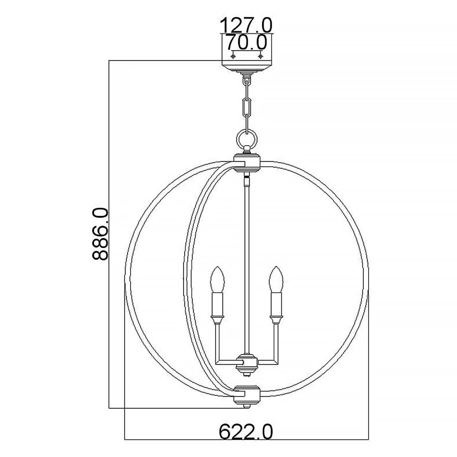 Suspension métal E14 ronde D : 62,2 cm Moderne
