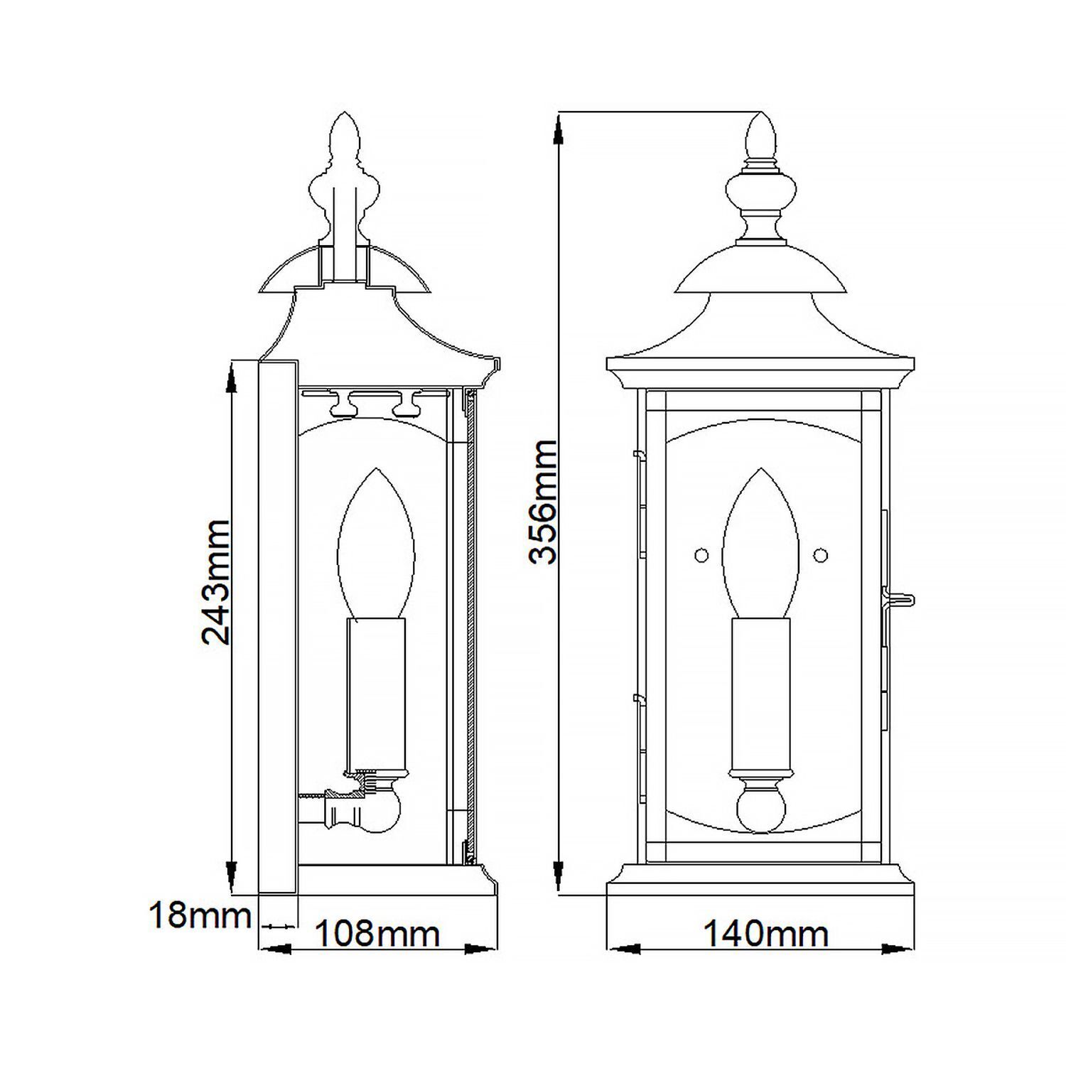 Applique murale extérieure Vintage E14 IP44 35,6 cm de haut