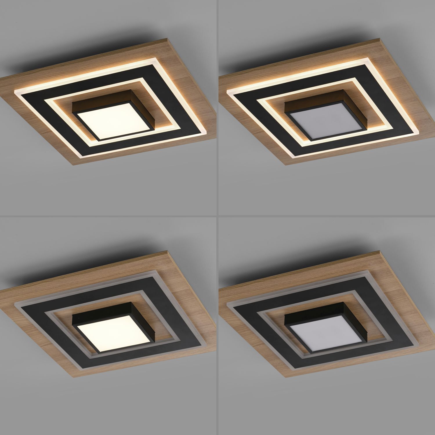 Lampe de plafonnier LED bois métal 2150 lm confortable faible éblouissement Deckenleuchte