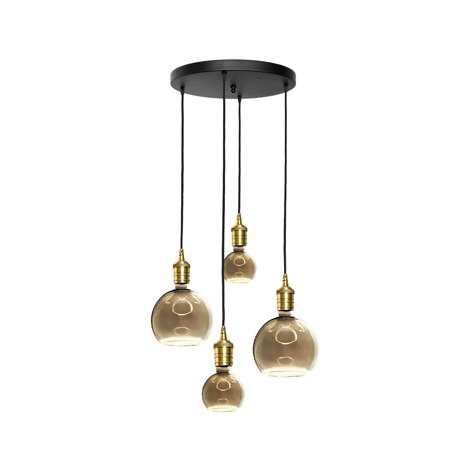Suspension à 4 flammes E27 D : 40 cm laiton fer