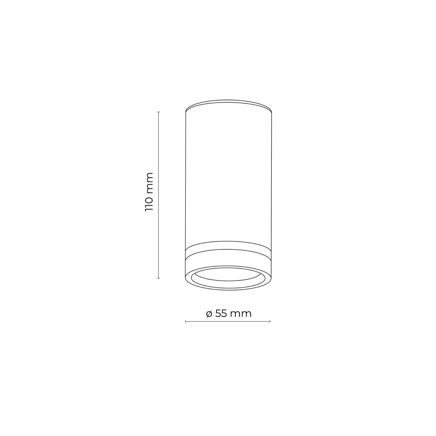 Spot de plafond métal Ø 5,5 cm H : 11 cm petit rond noir GU10 Zylinder, Glas