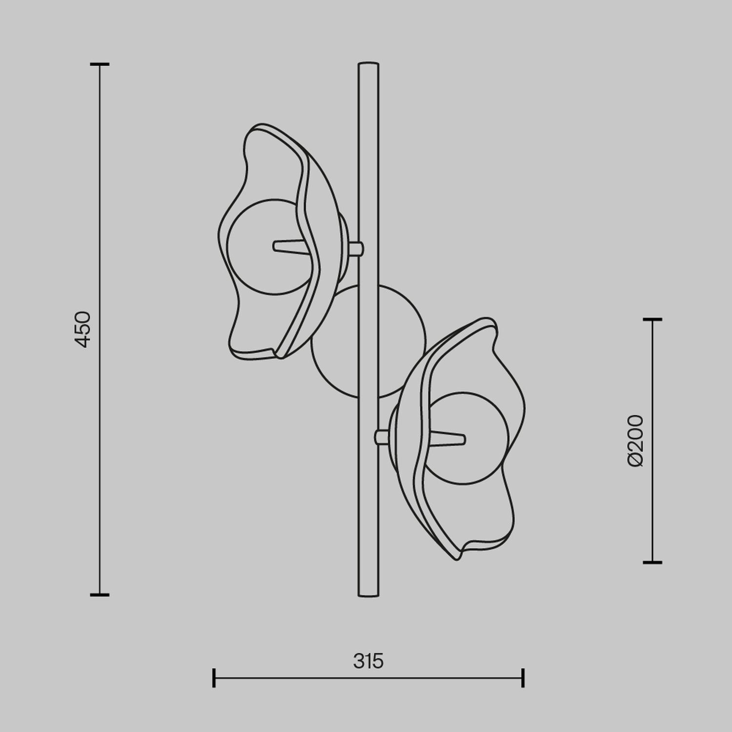 Applique murale métal verre hauteur 45 cm en laiton G9 Moderne