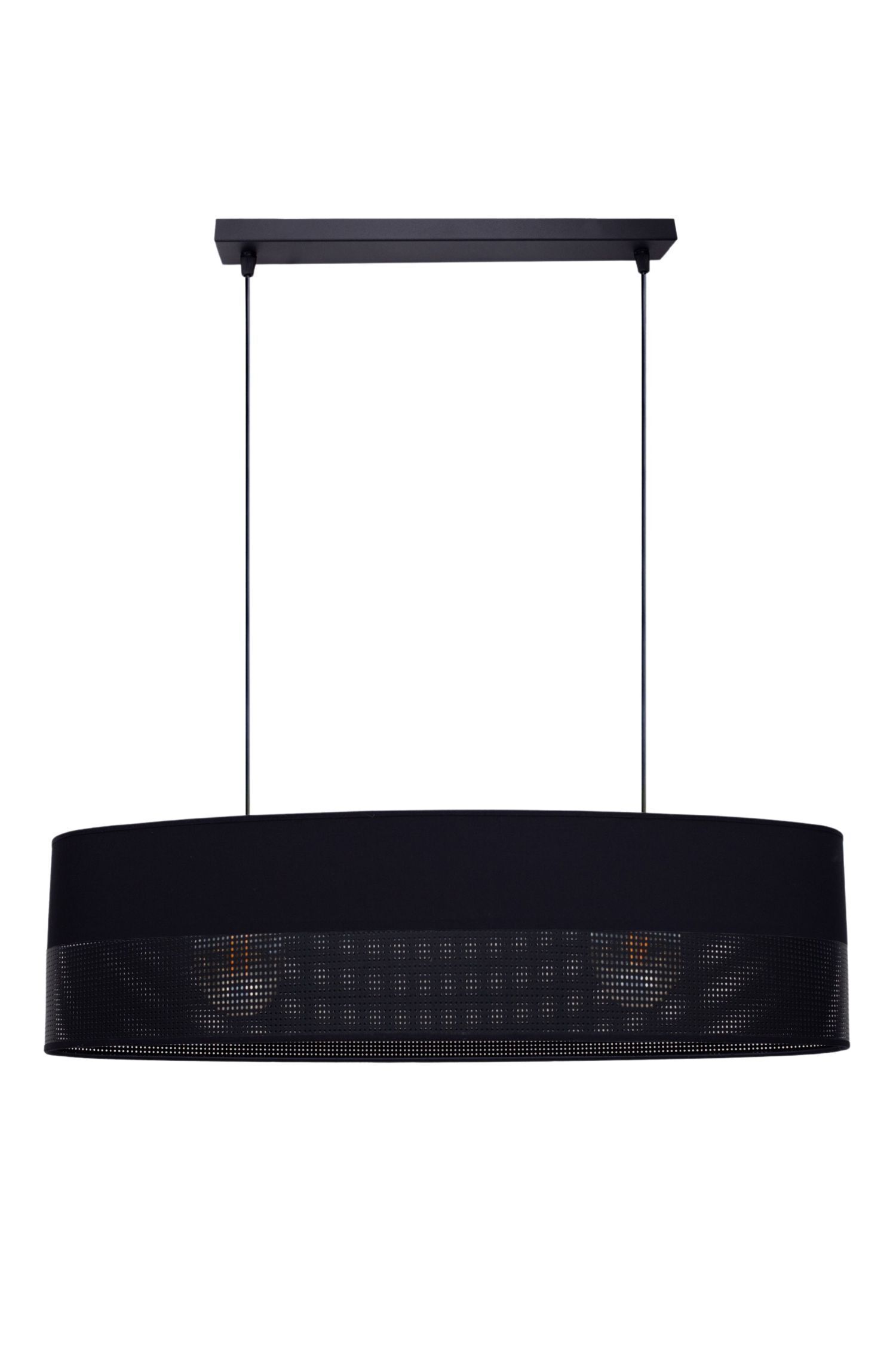 Confortable lampe à suspendre tissu noir 2 flammes E27 70 cm