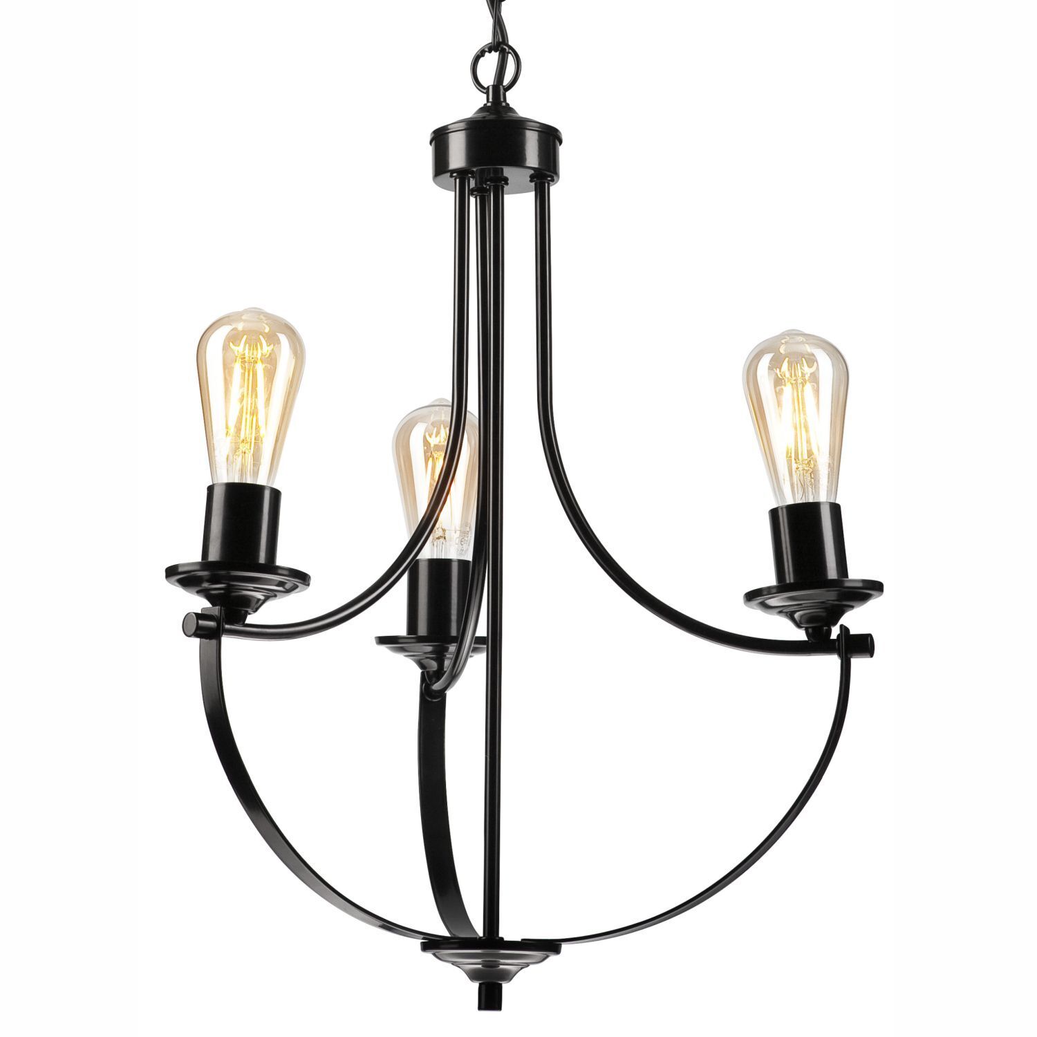 Lustre Noir Métal Ø 42 cm 3-flammes E27 Rustique