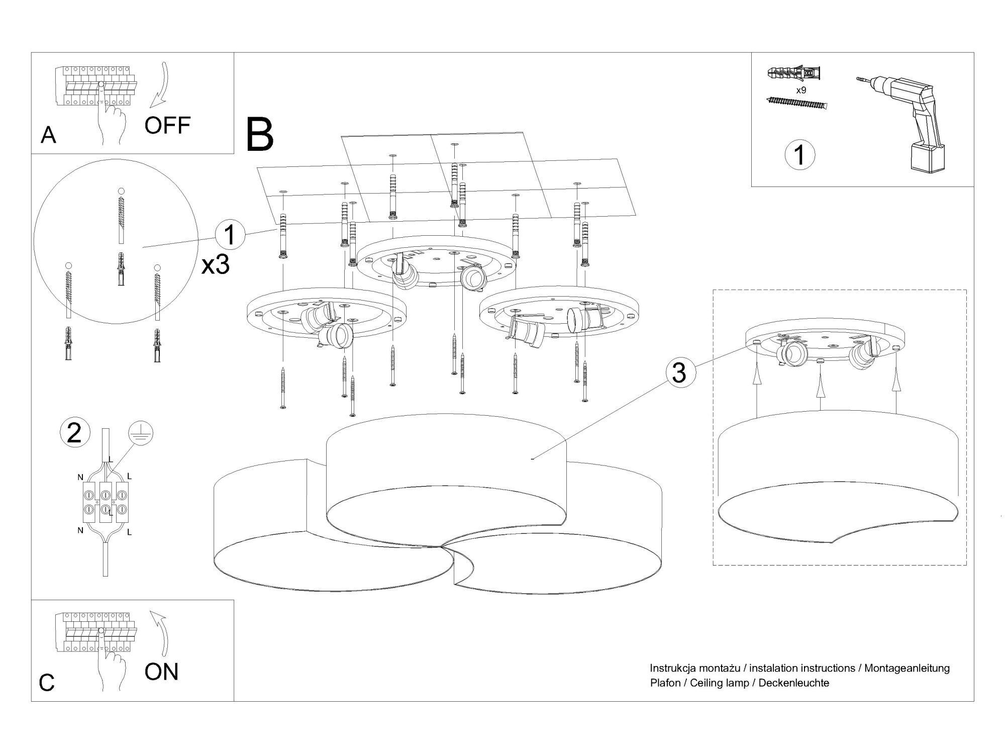 Plafonnier Blanc Moderne faible éblouissement 6x E27 décoratif