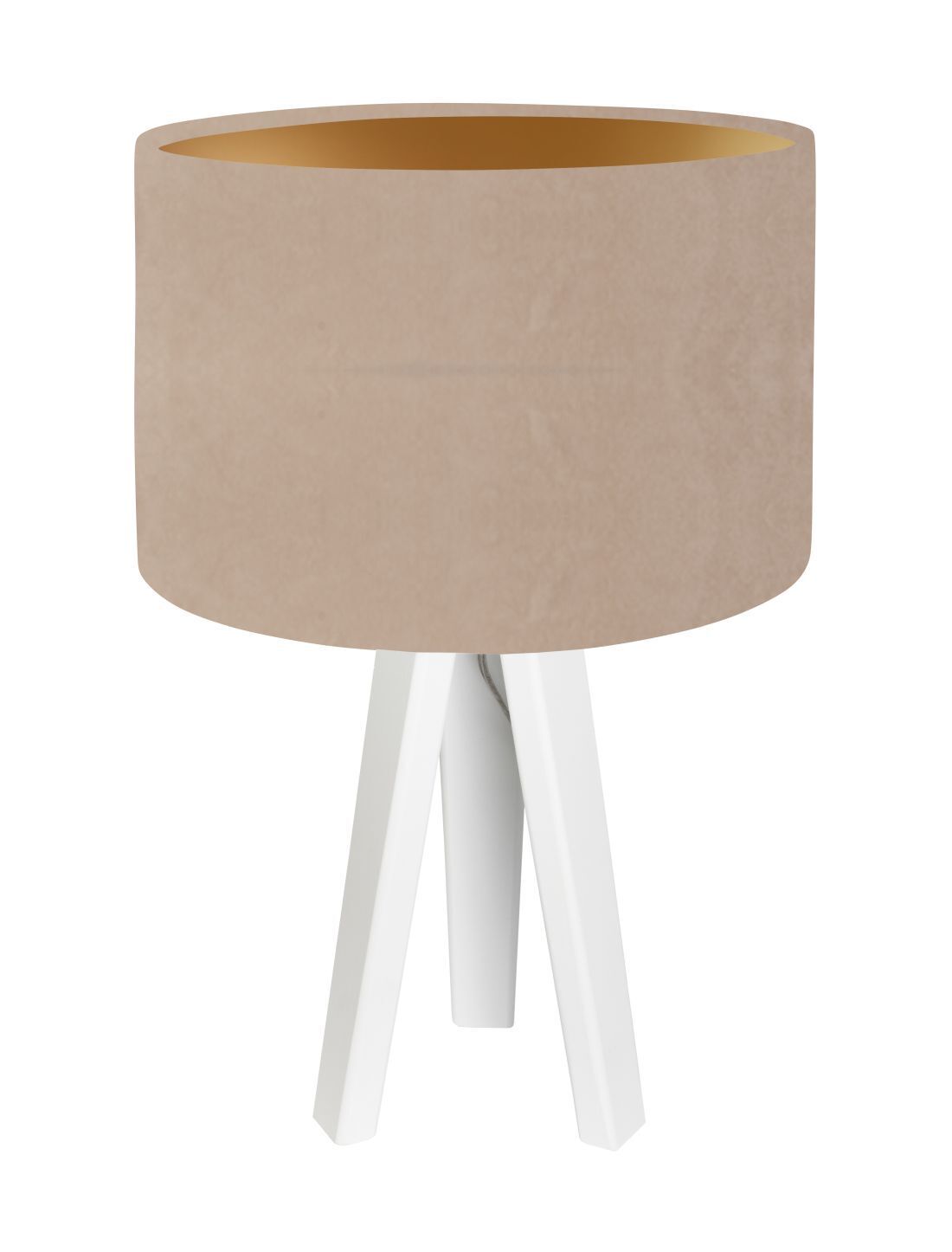 Lampe de table Abat-jour Bois Beige Or Trépied Rétro 46cm