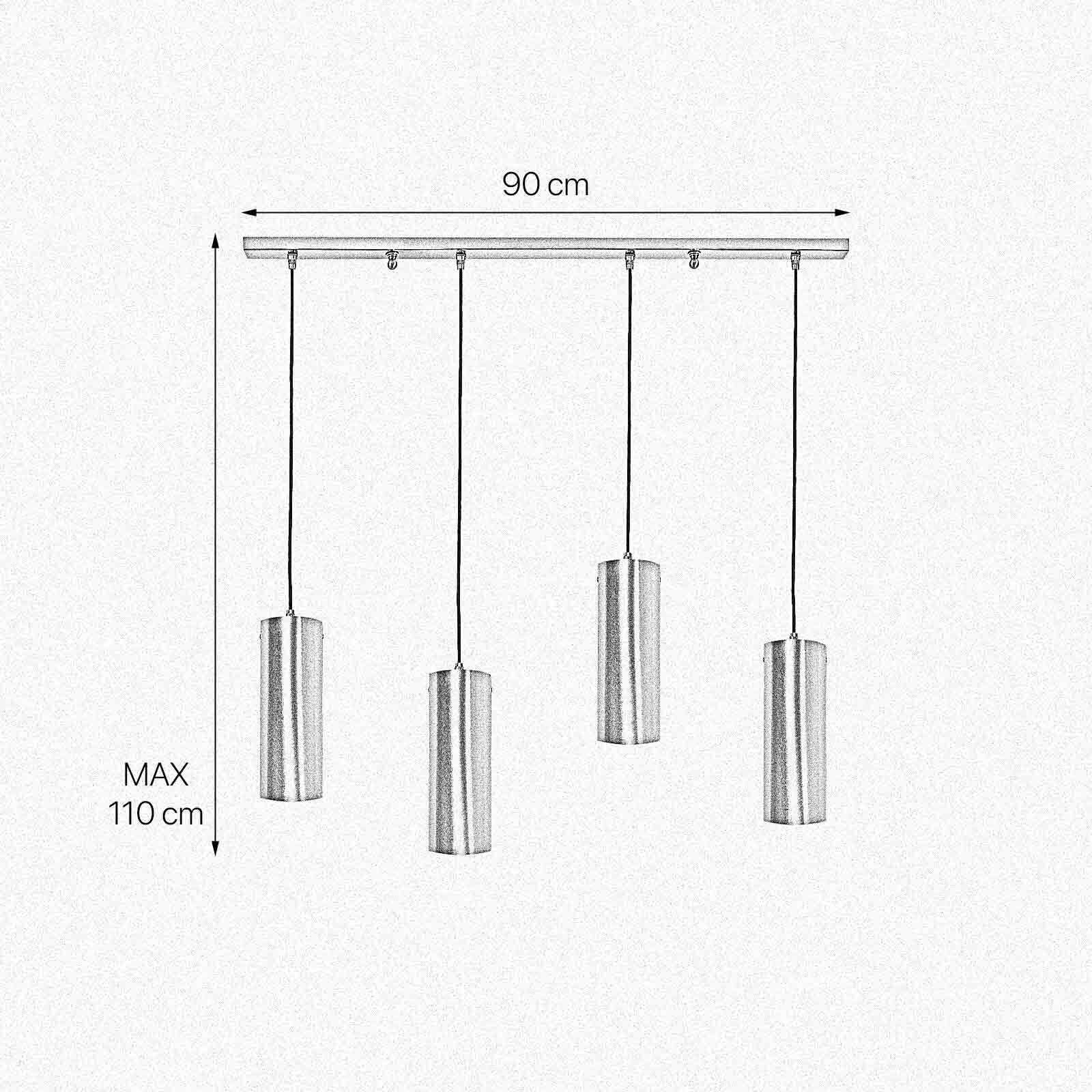 Suspension laiton L : 90cm H : max. 110cm réglable 4x E27