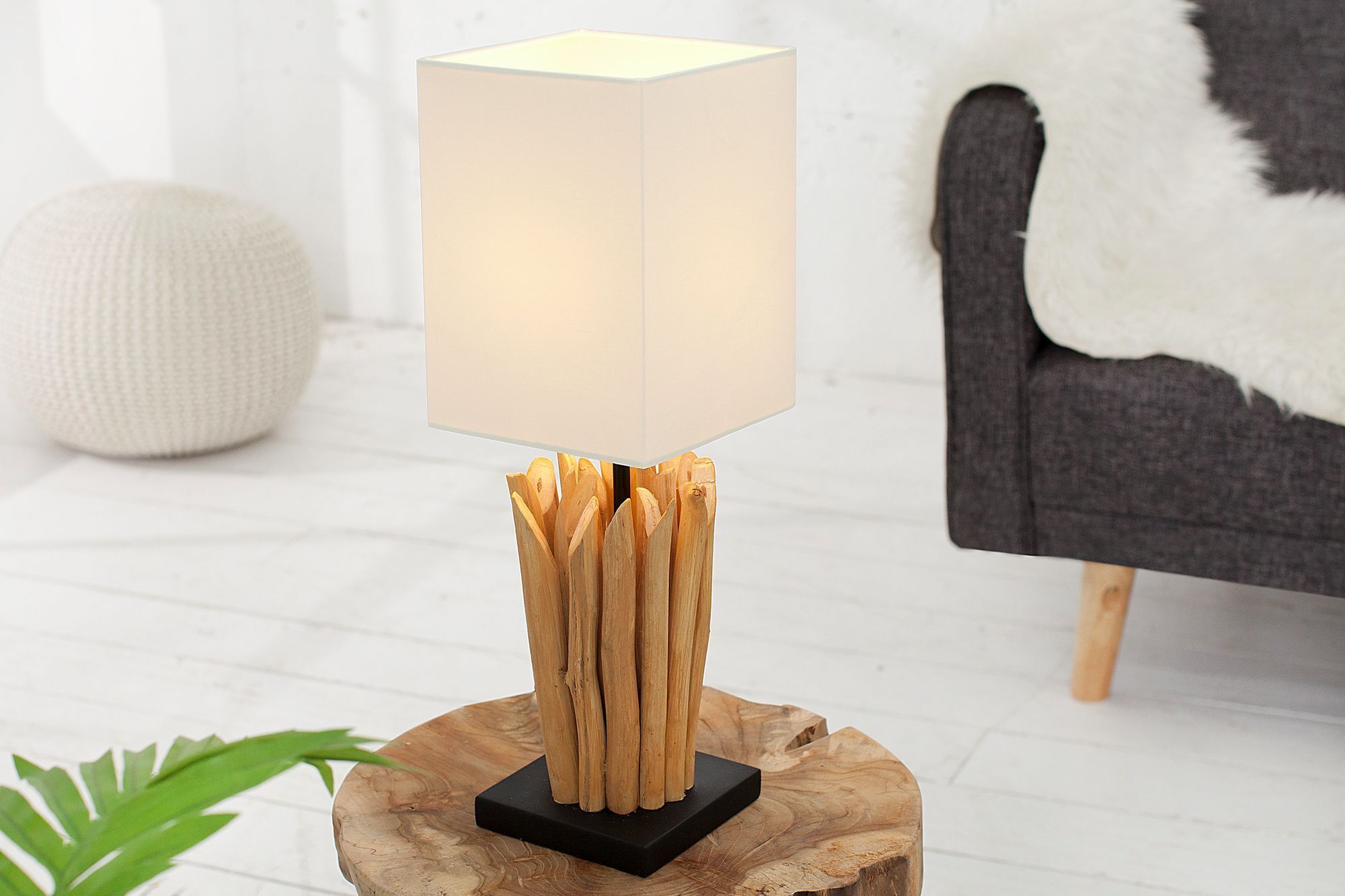 Impressionnante lampe de table Moderne en bois véritable 45cm