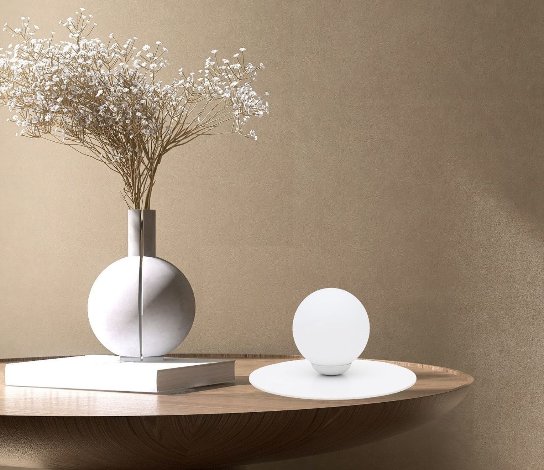 Nachttischleuchte Glaskugel blendarm E27 15 cm in Weiß vase, Dekorvase, Tischdeko, weiße Kugel, minimalistisch