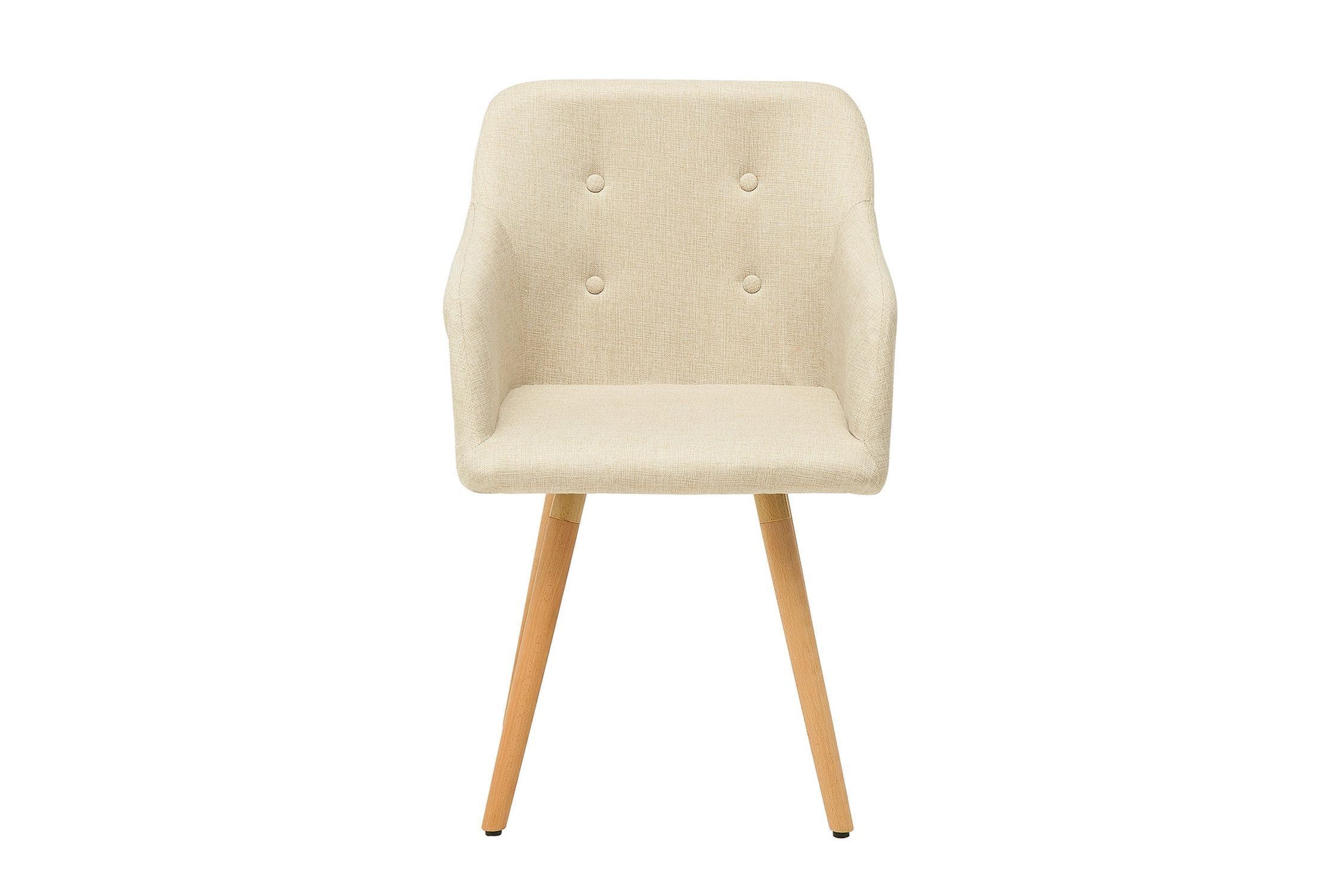 Chaise de salle à manger Tissu Bois avec accoudoirs Naturel Scandinave Moebel, Stuhl, Sessel