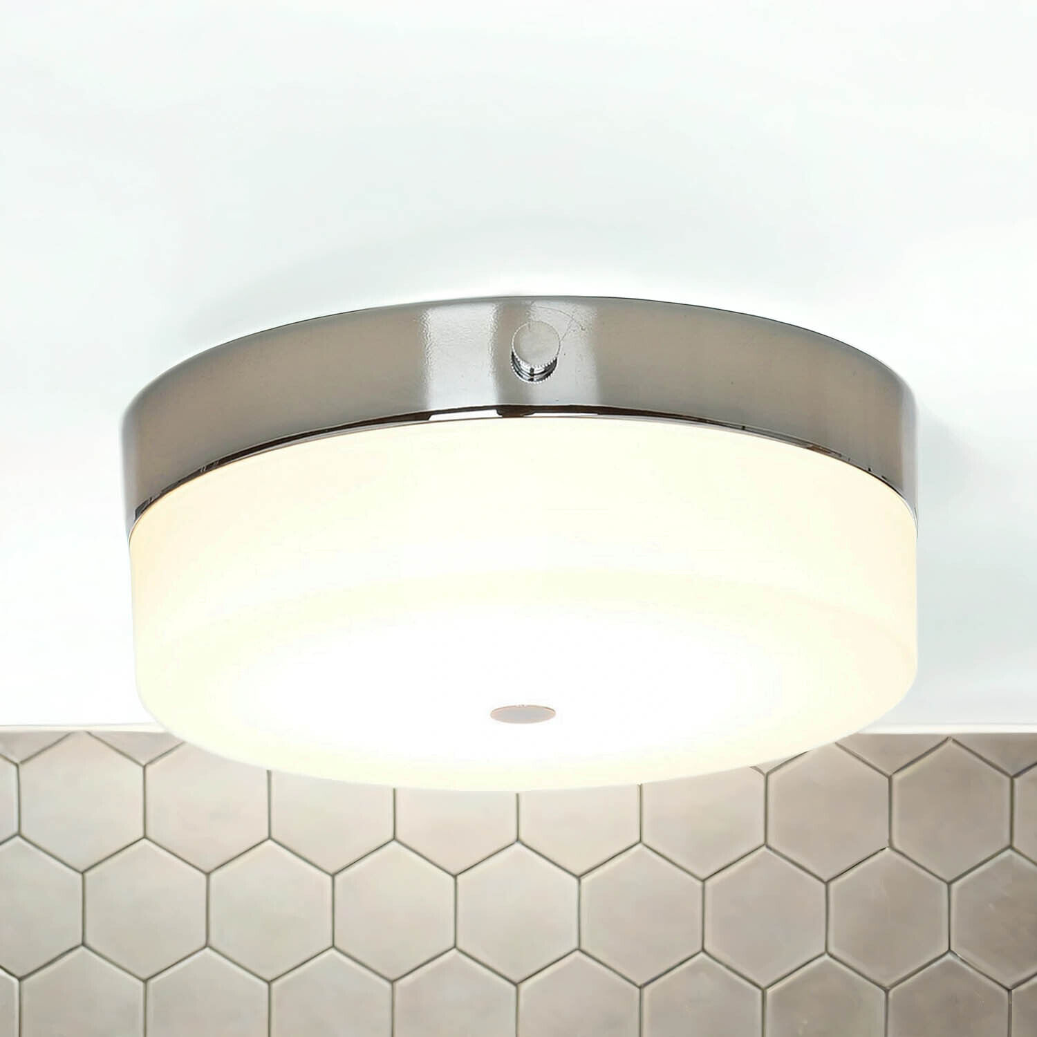 Plafonnier LED JANJA en chrome IP44 Ø25cm Lampe Deckenleuchte, Leuchte