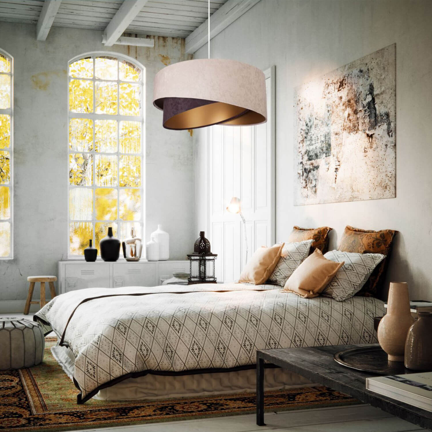 Hängeleuchte Beige Gold Braun Esstisch Lampe Dekoration für Zuhause, Drinnen, Innenarchitektur, Kissen, Mobiliar