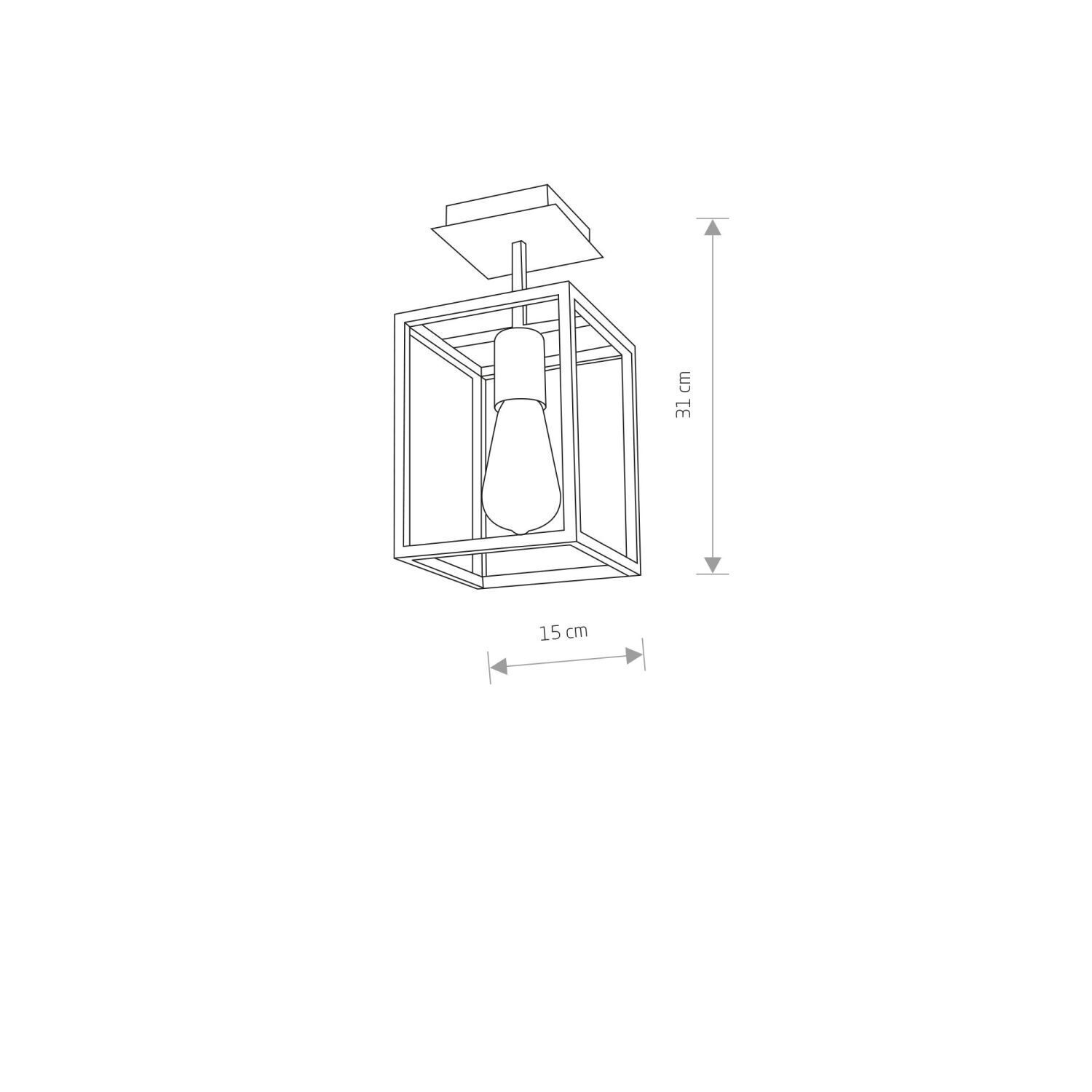 deckenleuchte, hort, lampenschirm, eckige lampe, metallrahmen